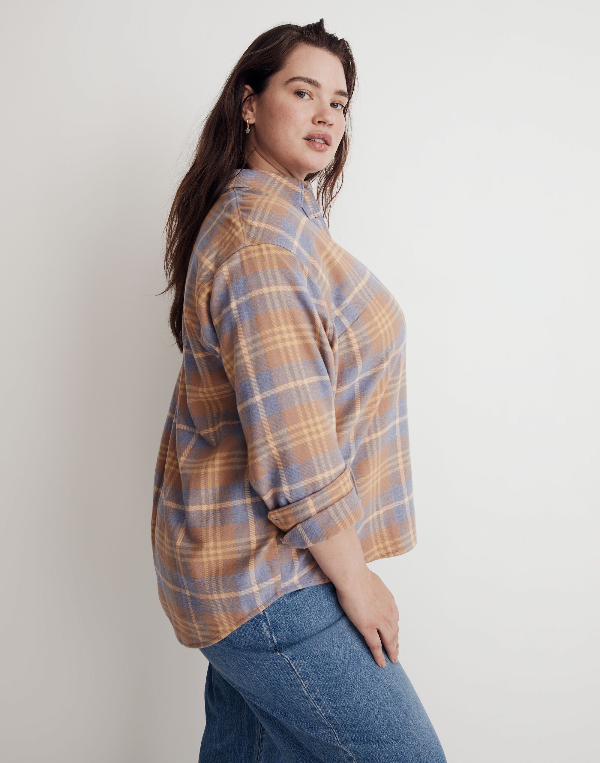 Plus Flannel Oversized Boyfriend Shirt in Plaid