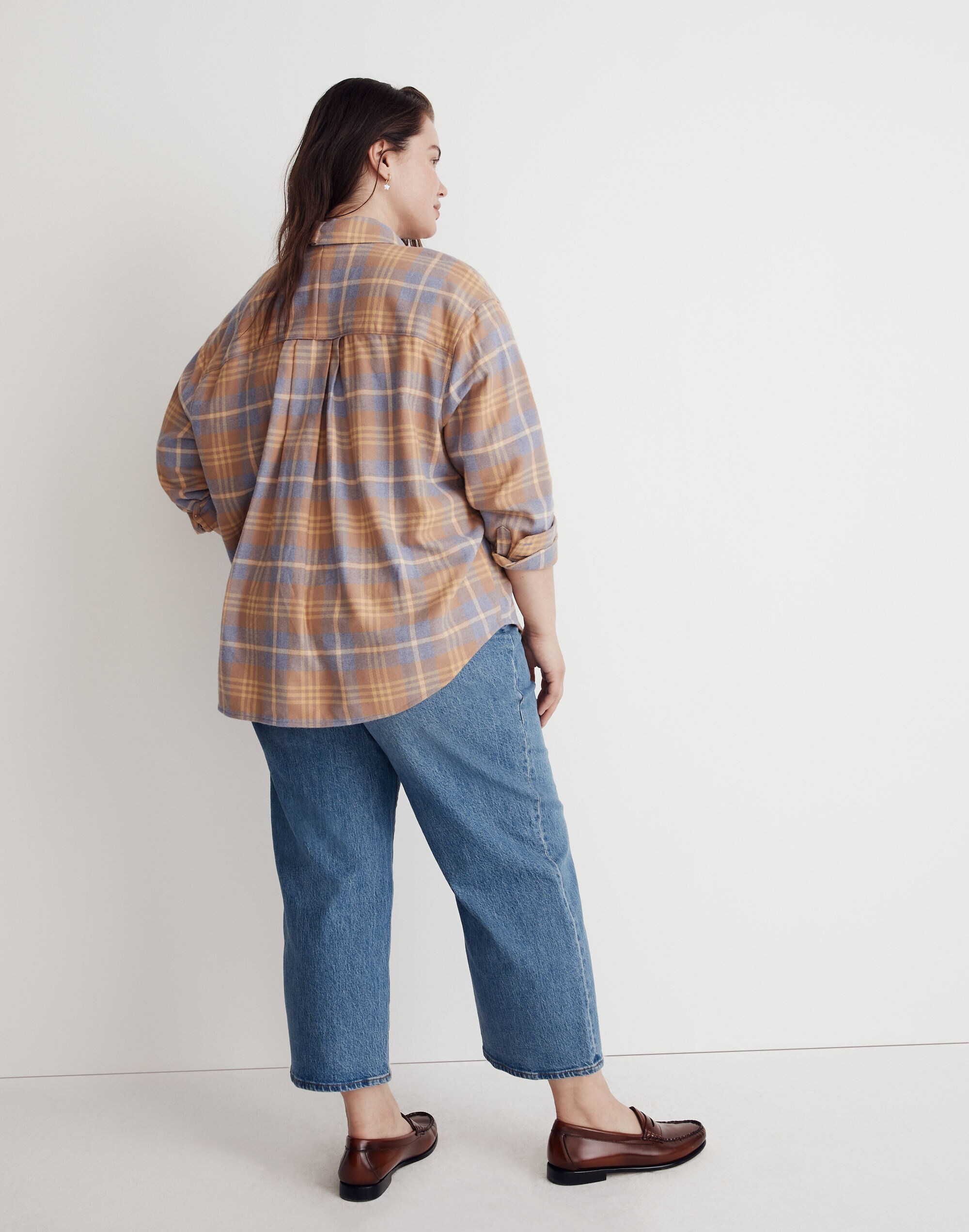 Plus Flannel Oversized Boyfriend Shirt in Plaid