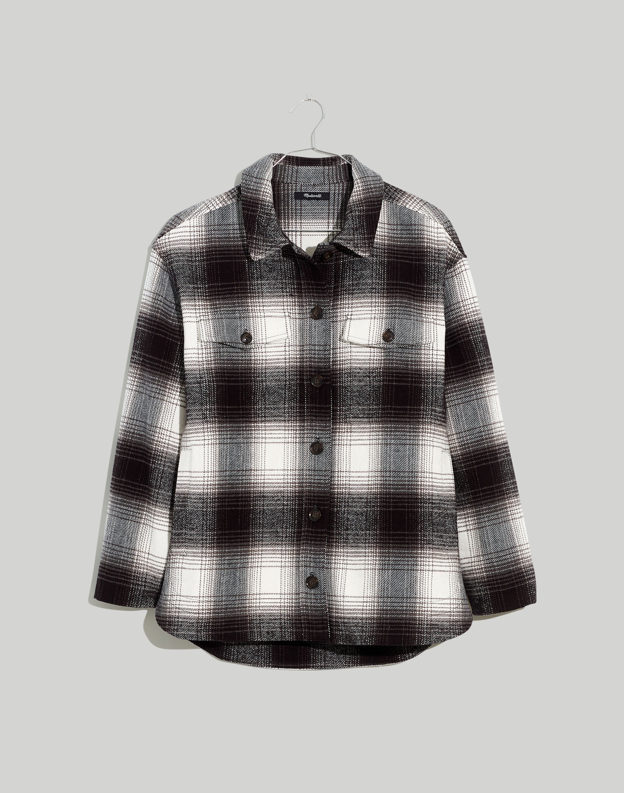 Plus Twill Flannel Shirt-Jacket in Windowpane Plaid