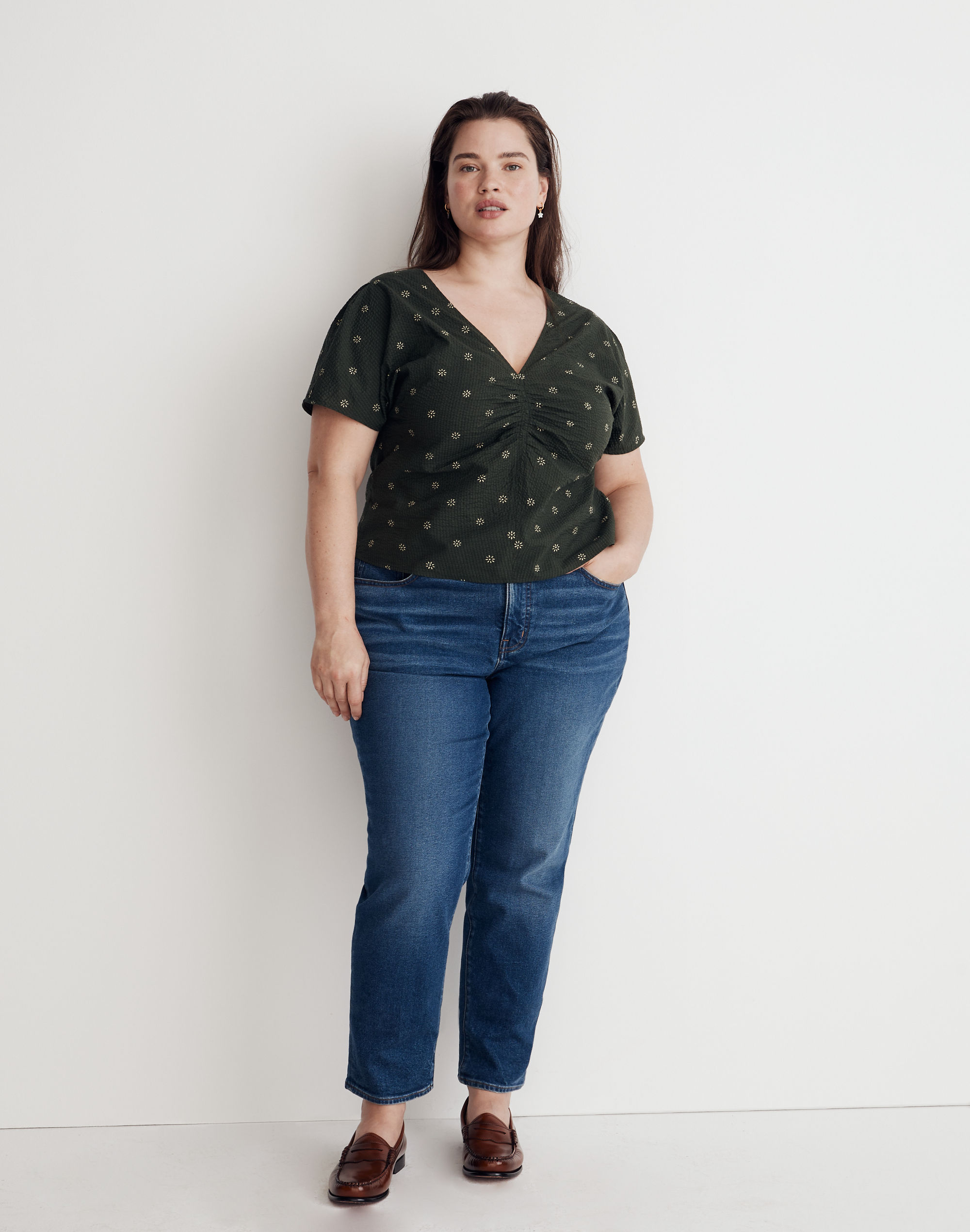 Plus Voile Puff-Sleeve Top in Floral