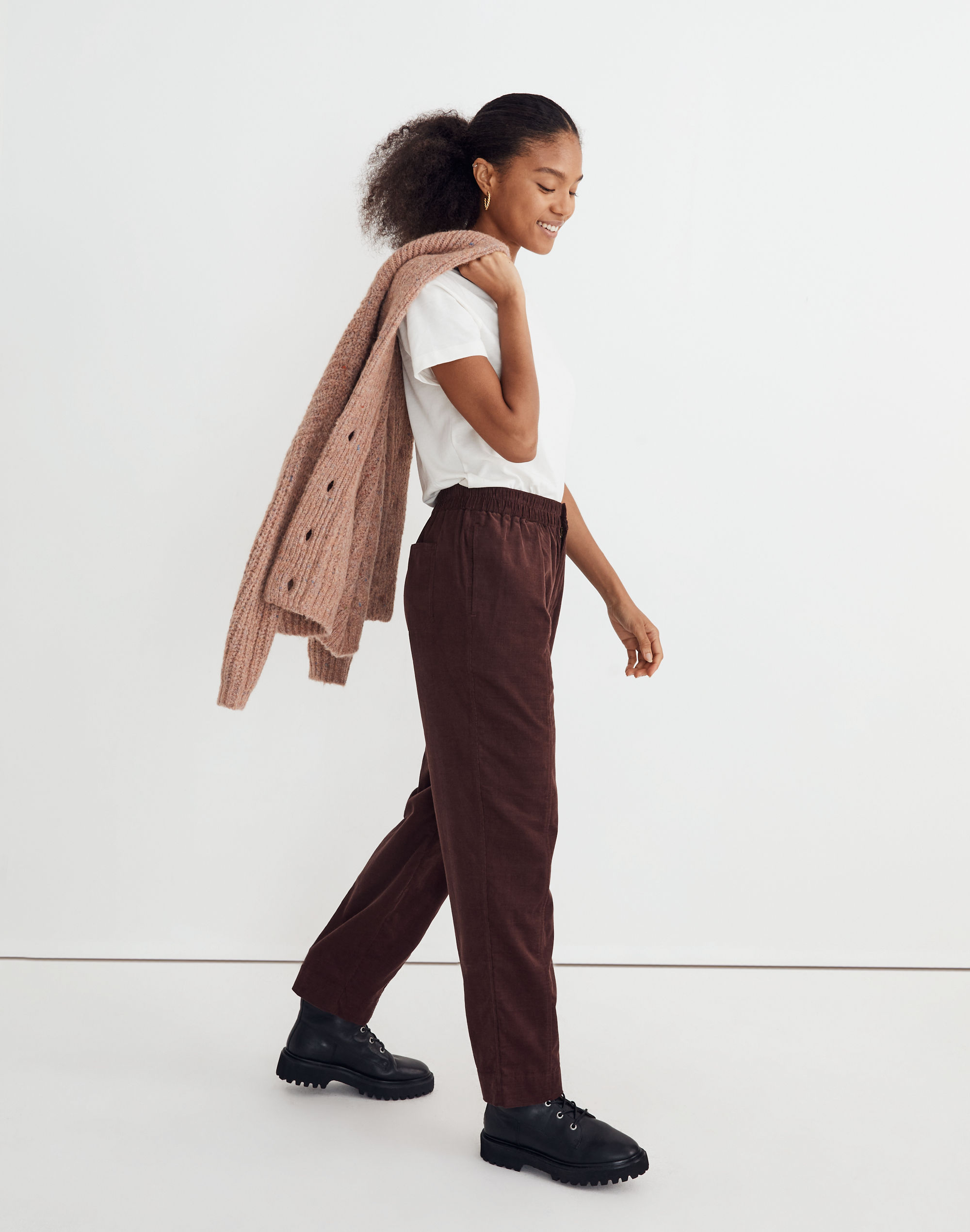 Corduroy Pull-On Tapered Pants