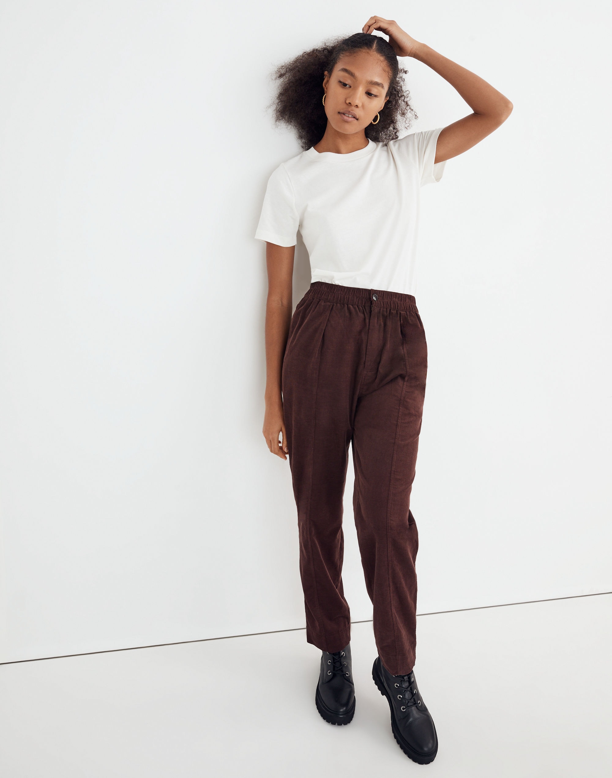 Corduroy Pull-On Tapered Pants