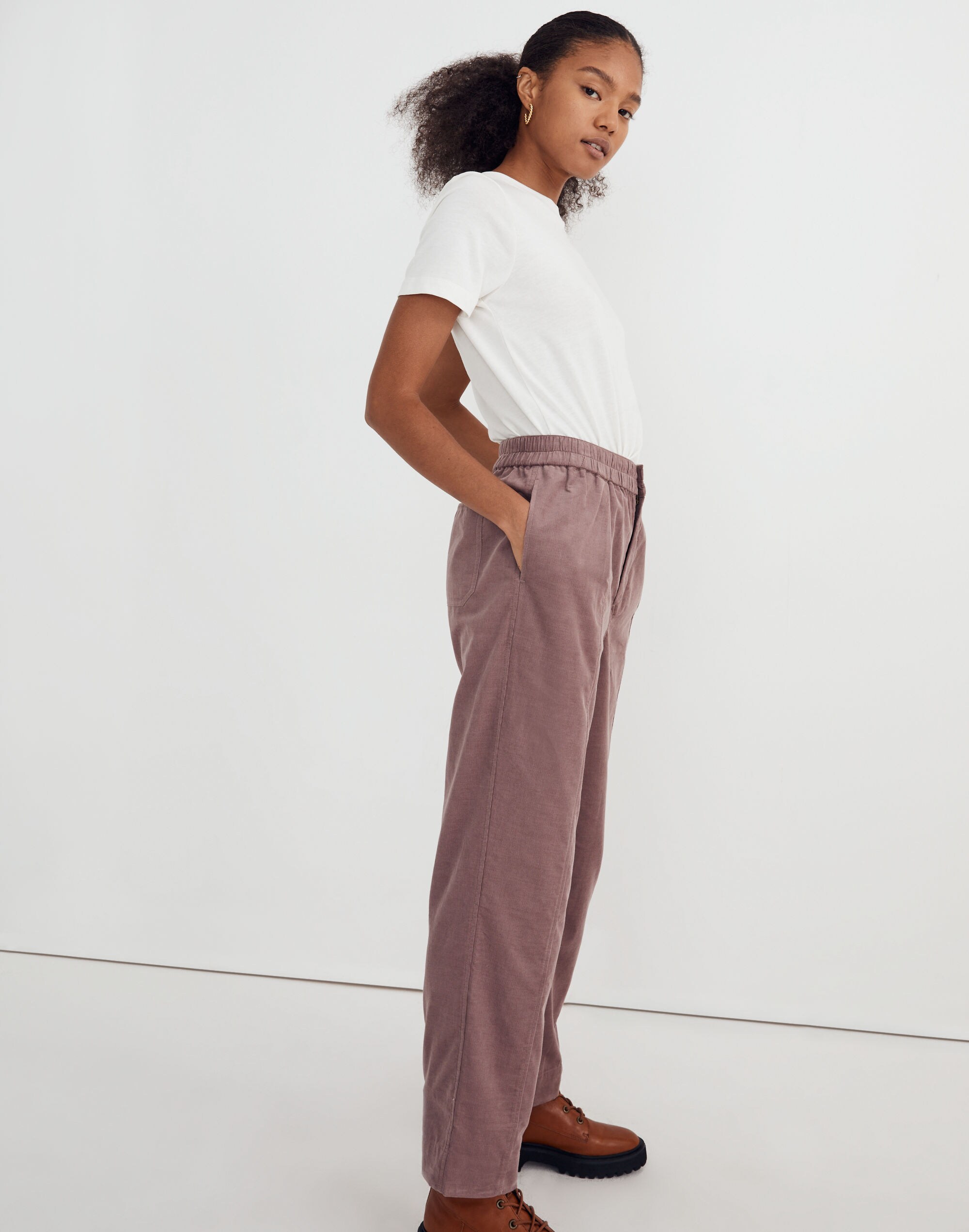 Corduroy Pull-On Tapered Pants