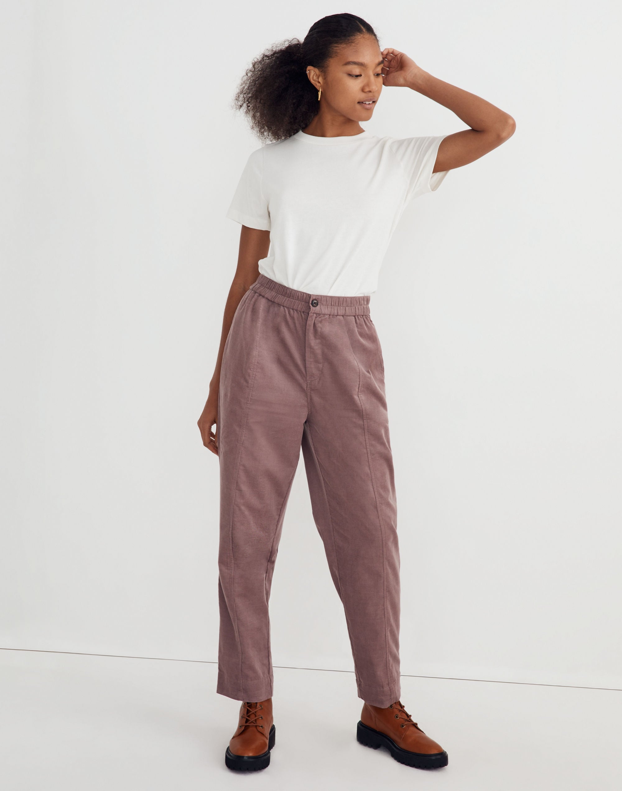 Corduroy Pull-On Tapered Pants