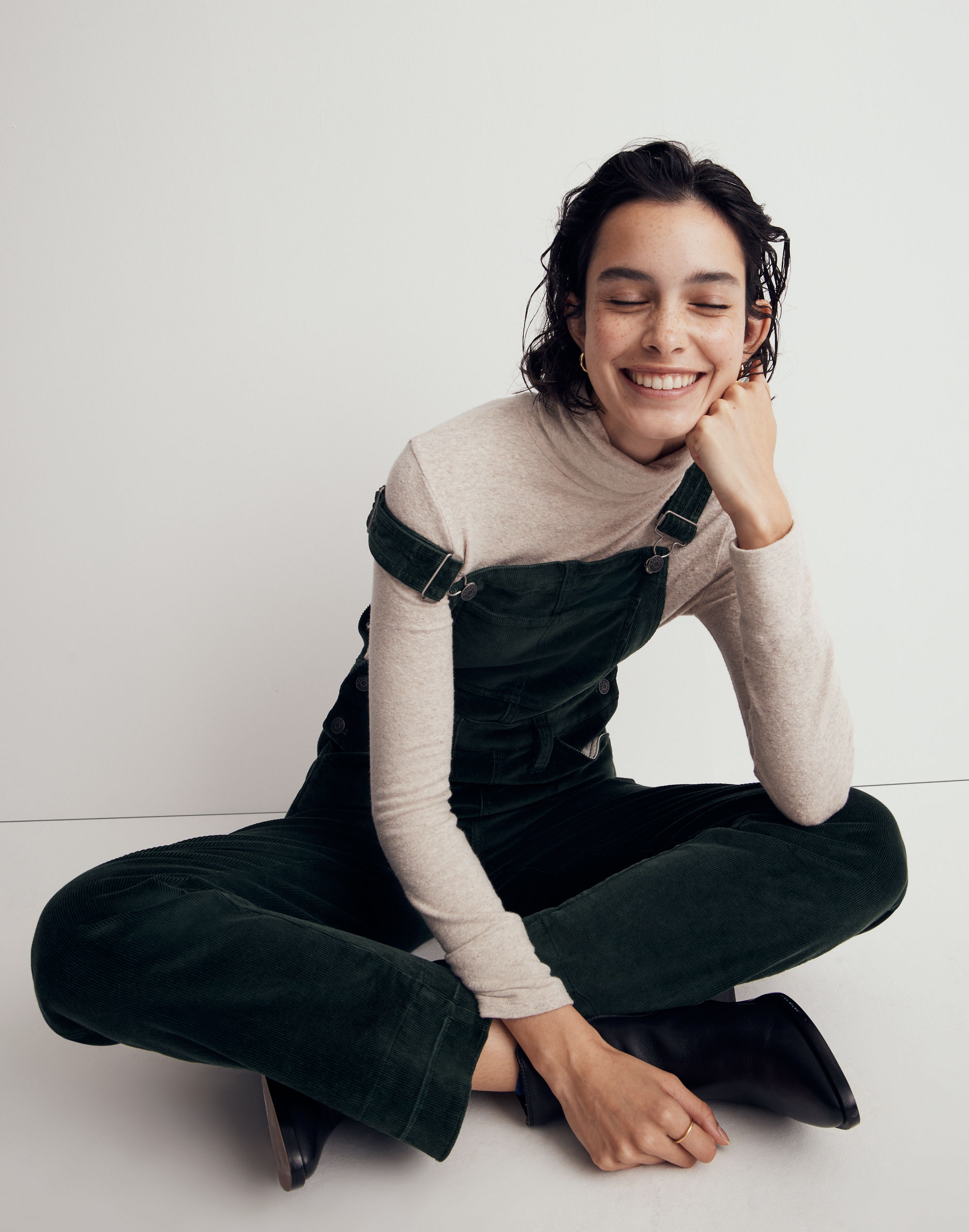 Corduroy Straight-Leg Overalls