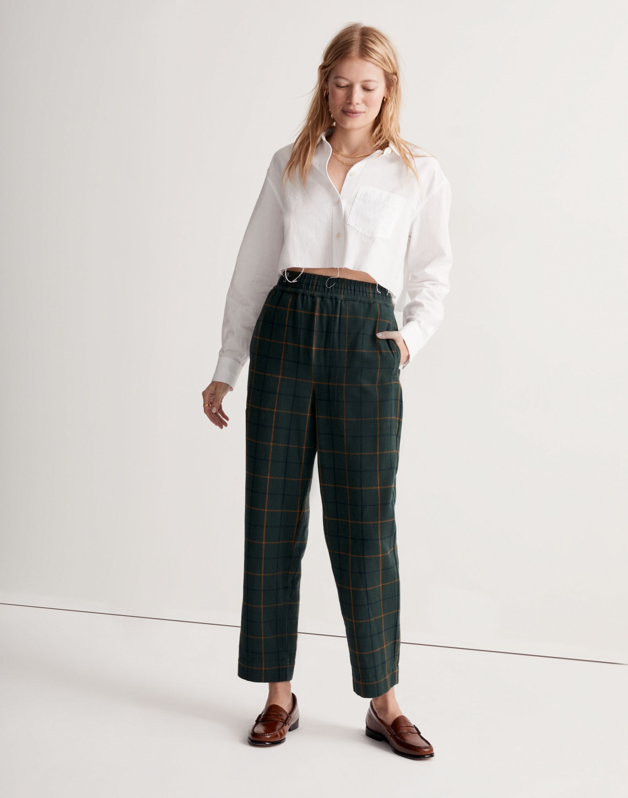 Huston Pull-On Tapered Pants in Plaid | Madewell