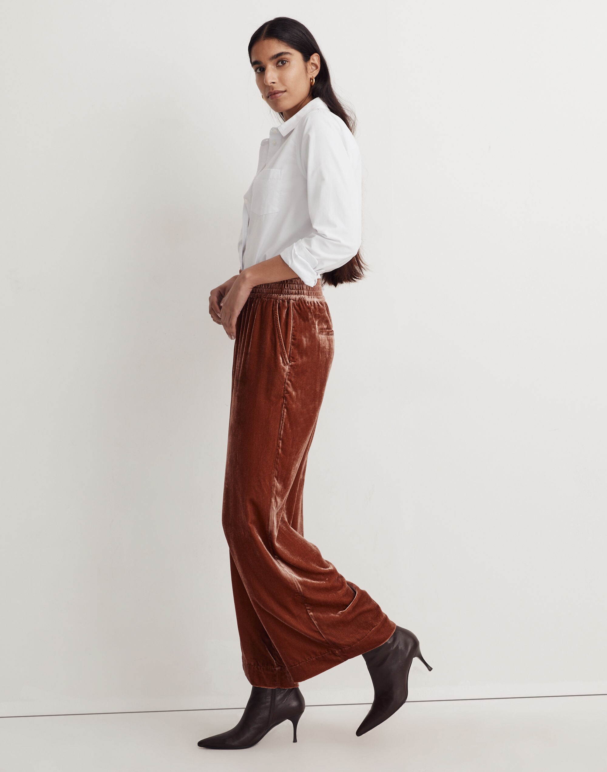 Silk-Blend Velvet Carley Wide-Leg Pants | Madewell