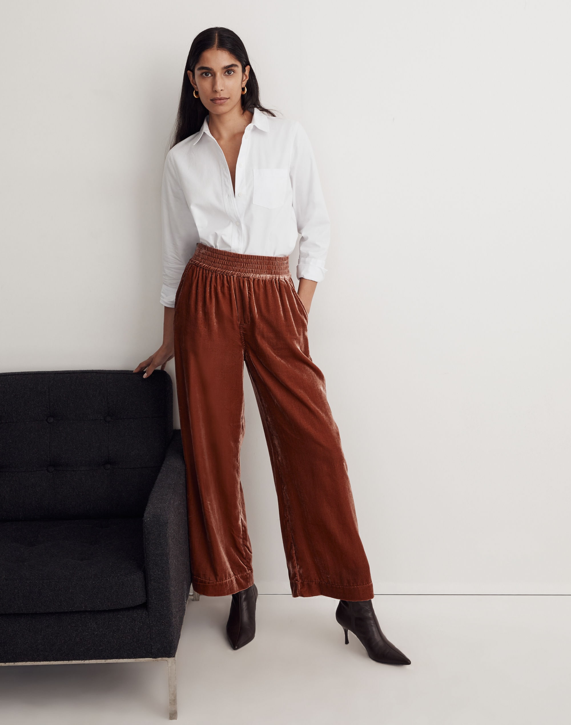 Silk-Blend Velvet Carley Wide-Leg Pants