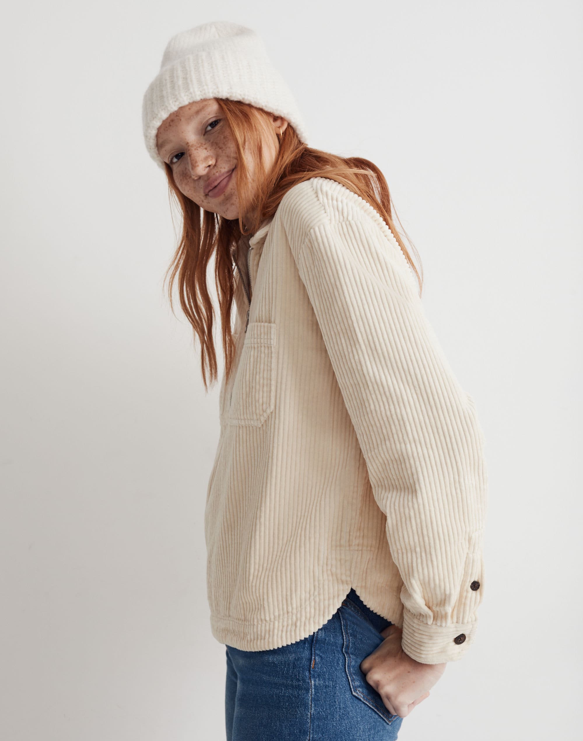 Corduroy Half-Zip Sweatshirt