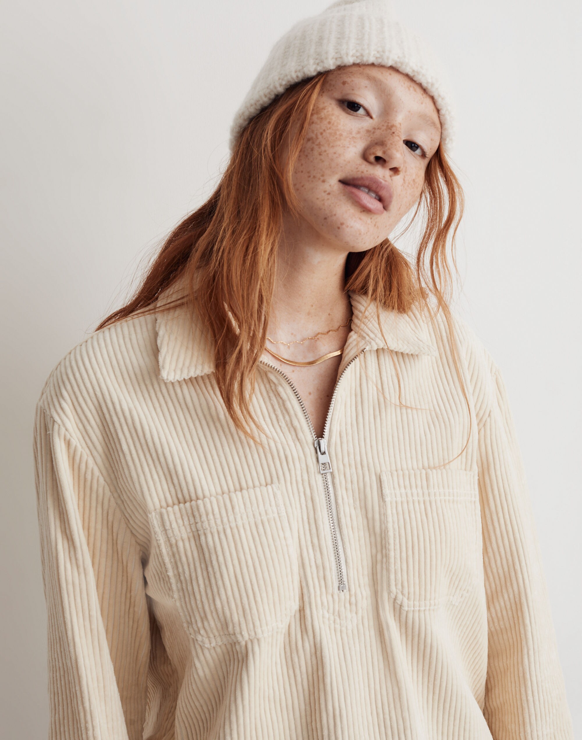 Corduroy Half-Zip Sweatshirt