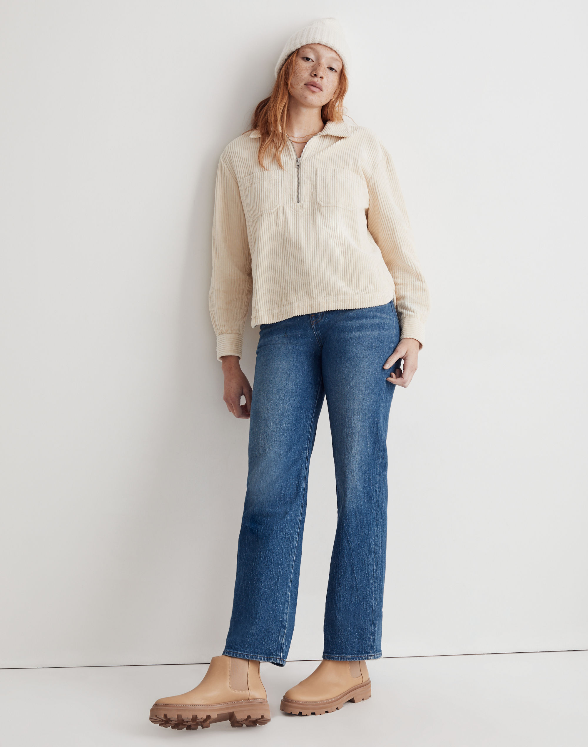 Corduroy Half-Zip Sweatshirt