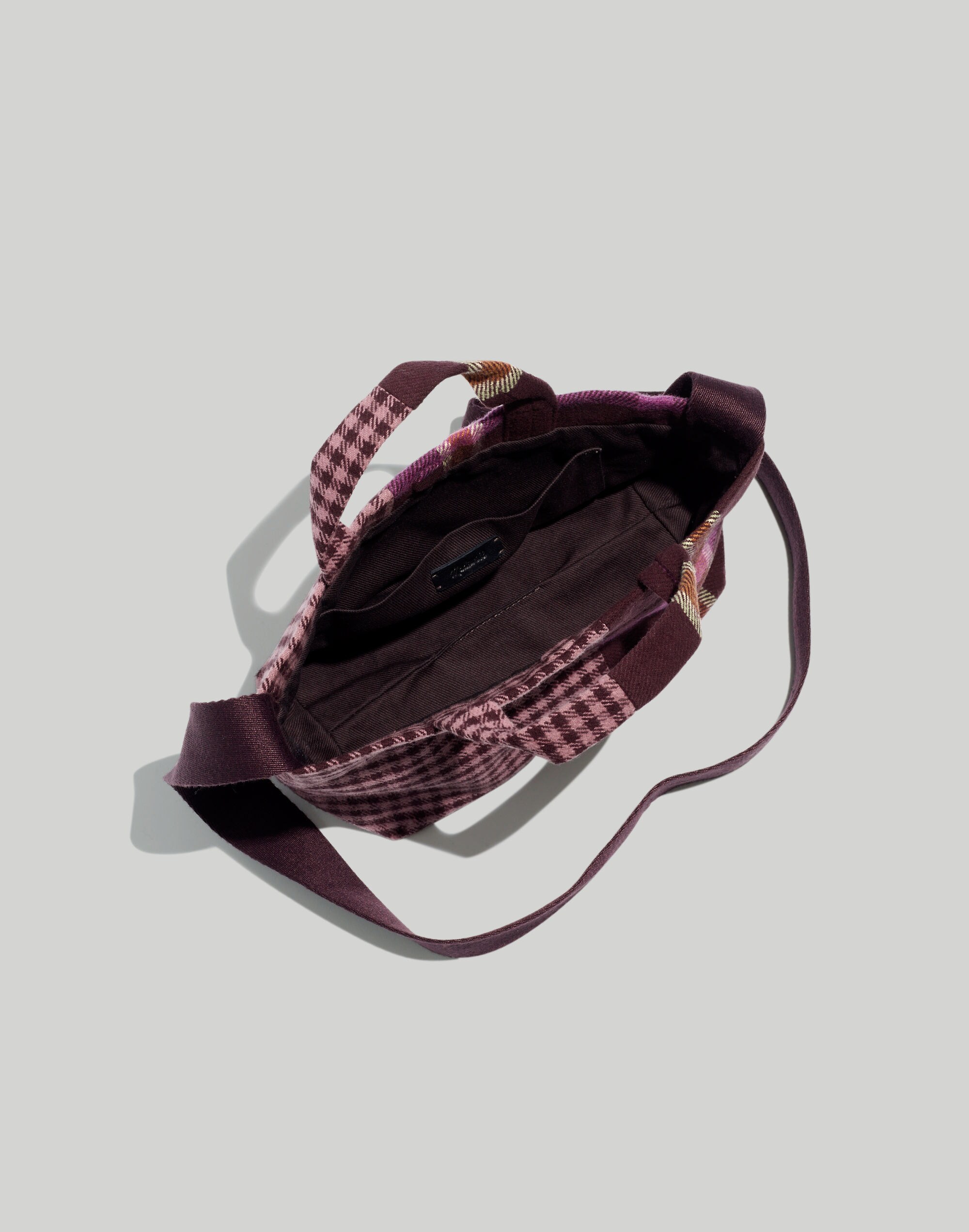 Mini Crossbody Tote in Mixed Plaid