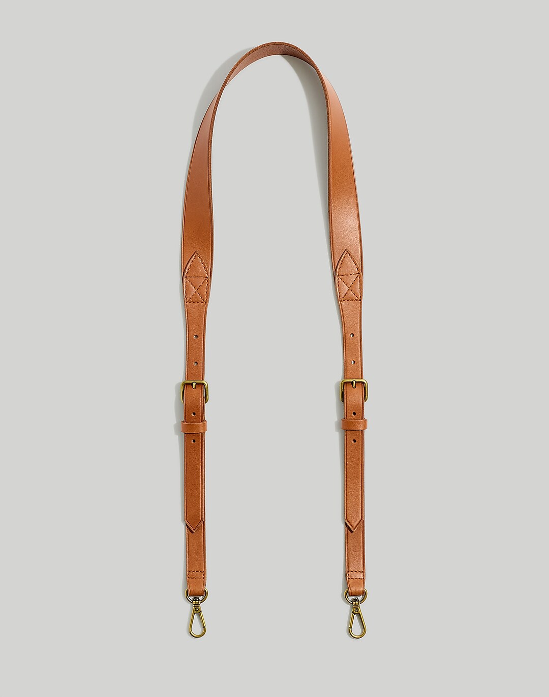 Check and Leather Bag Strap in Tan - Women
