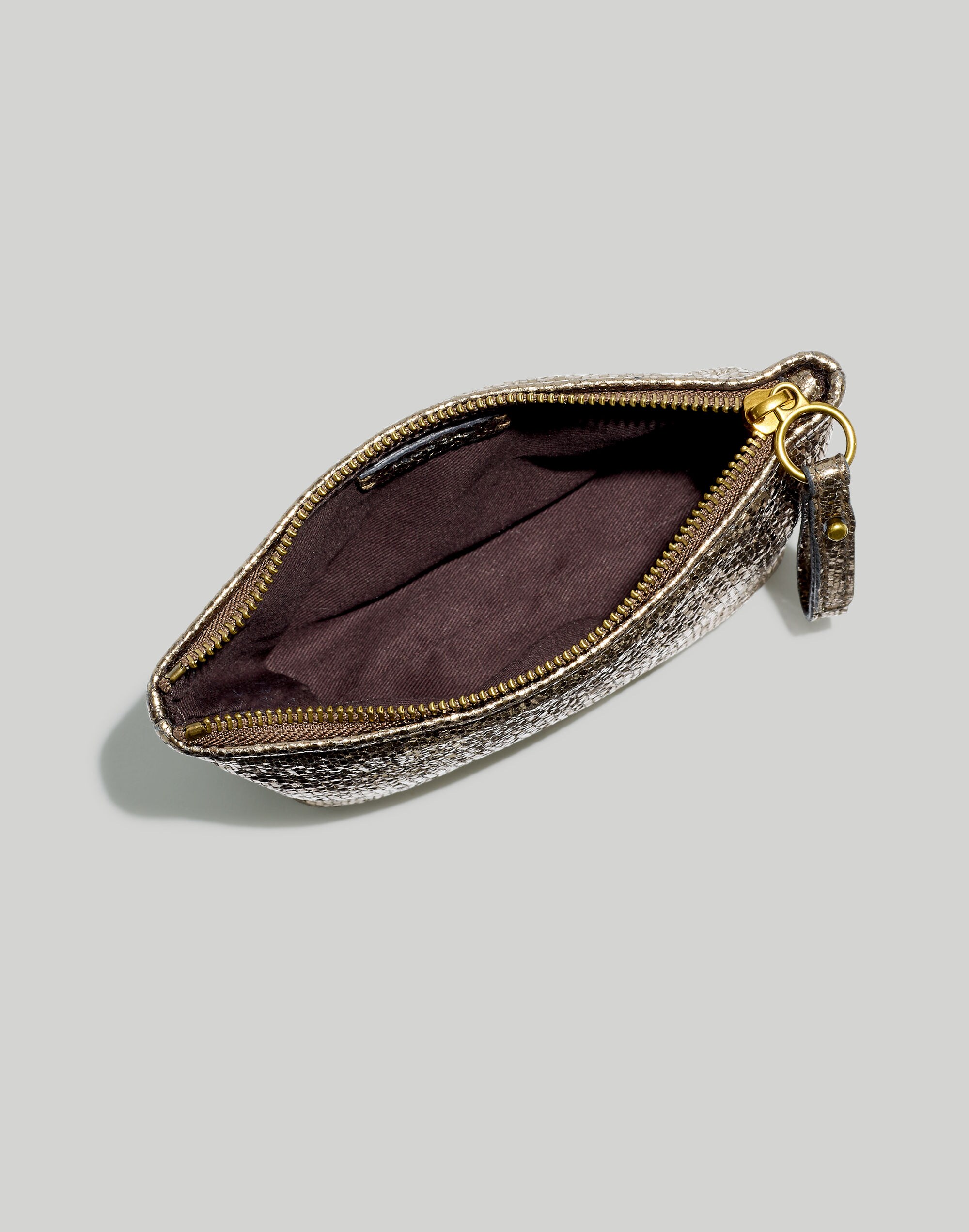 The Piazza Zip Pouch in Metallic Leather