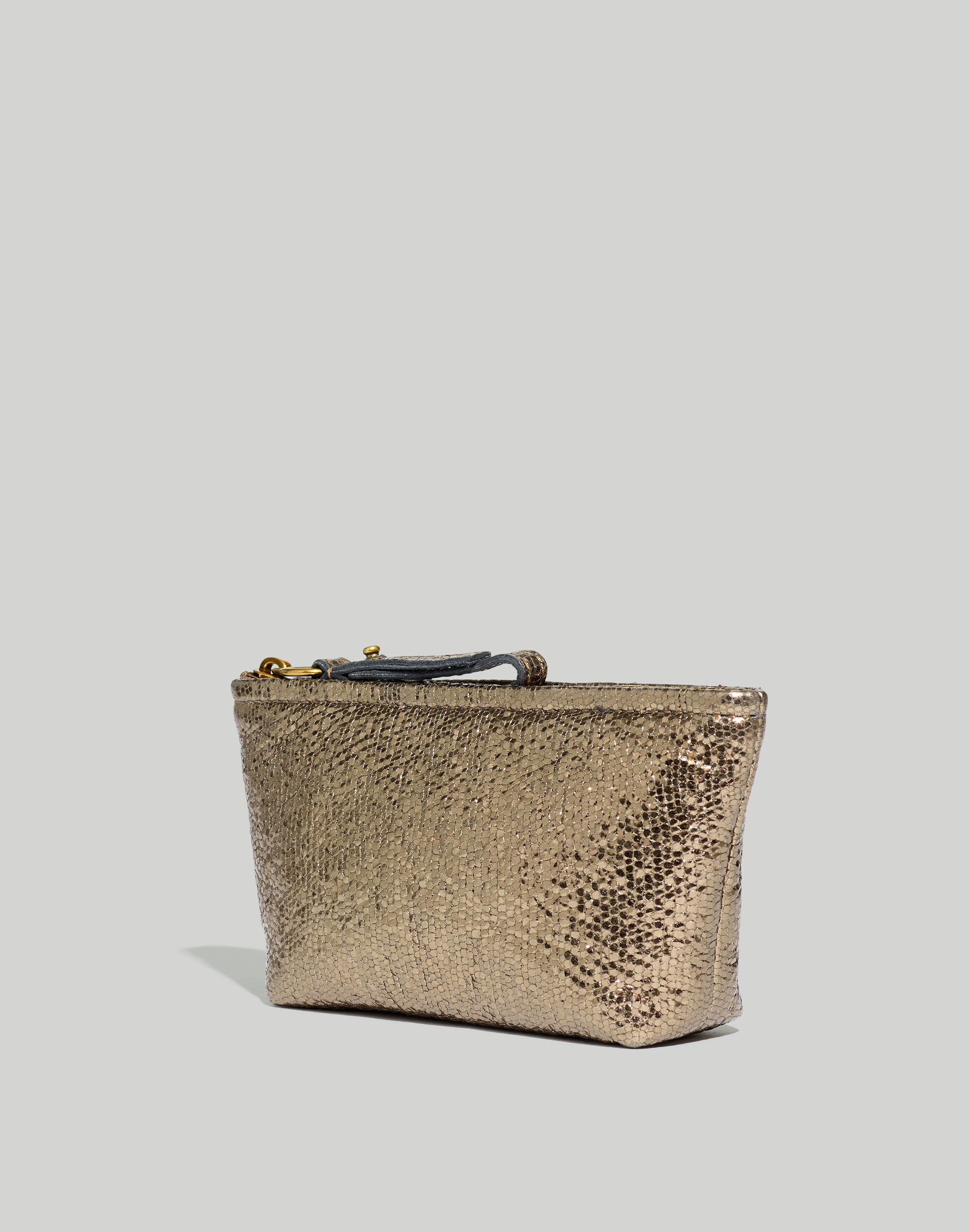 The Piazza Zip Pouch in Metallic Leather