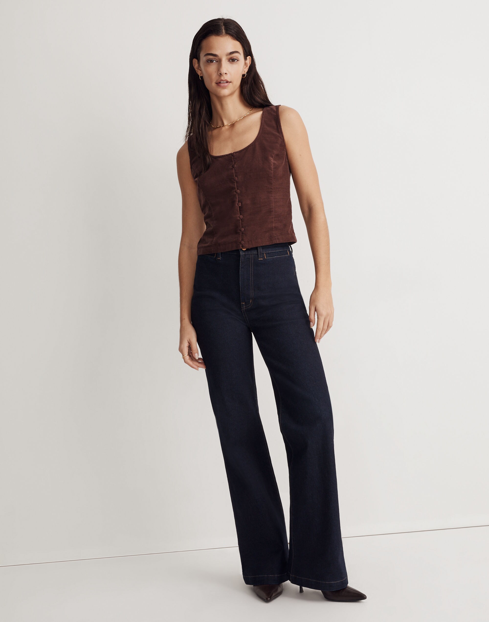 Corduroy Sleeveless Crop Top