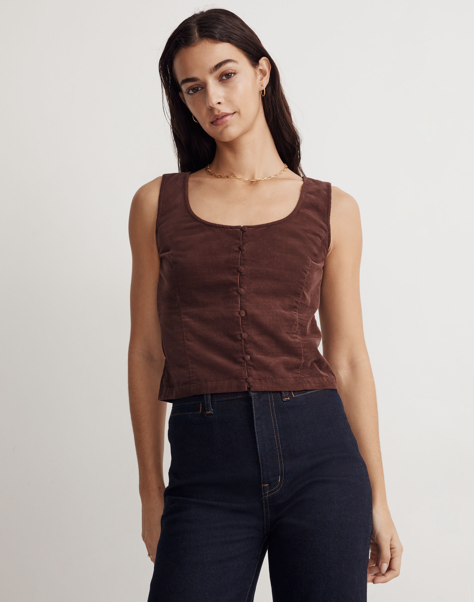 Corduroy Sleeveless Crop Top