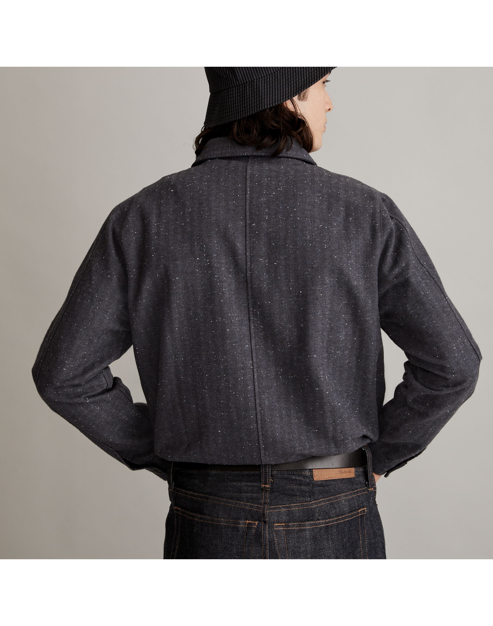 Quarter-Zip Popover Shirt in Herringbone Stripe