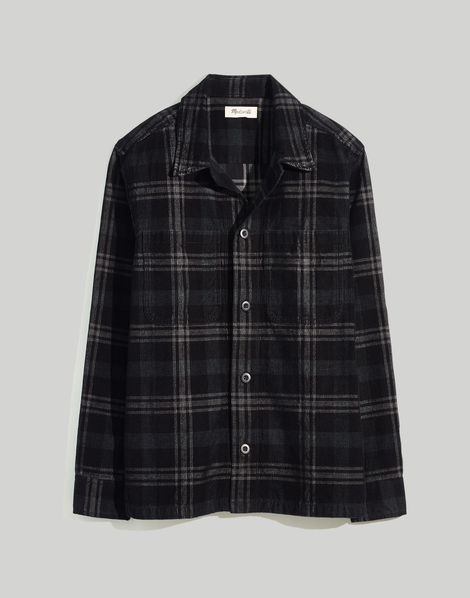 Corduroy Boxy Shirt-Jacket in Plaid