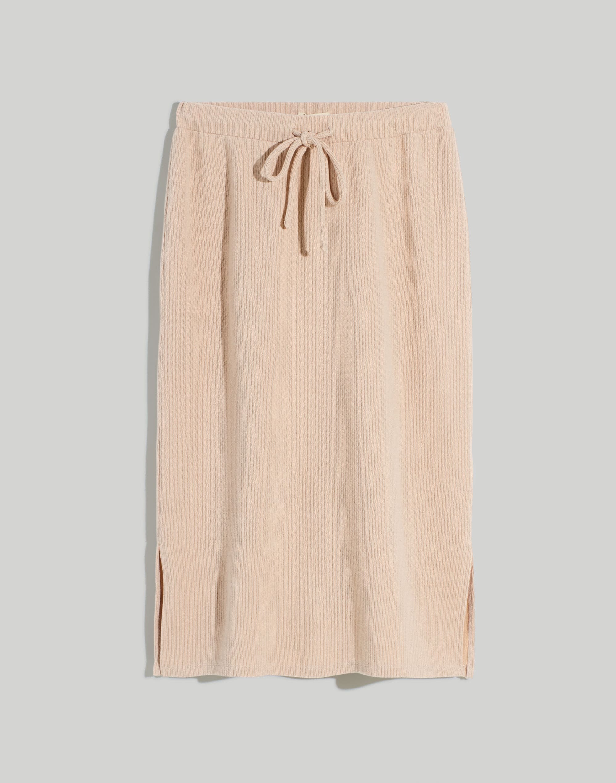 Ribbed Drawstring Midi Skirt