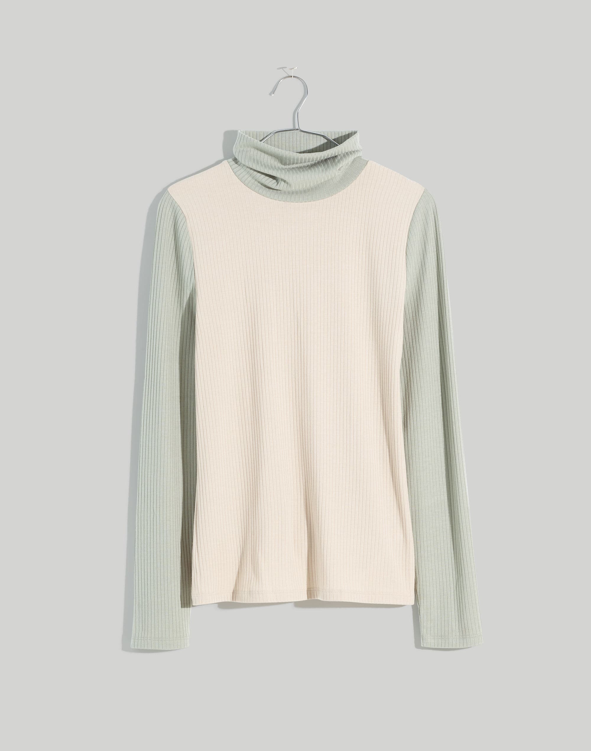Colorblock Ribbed Turtleneck Top