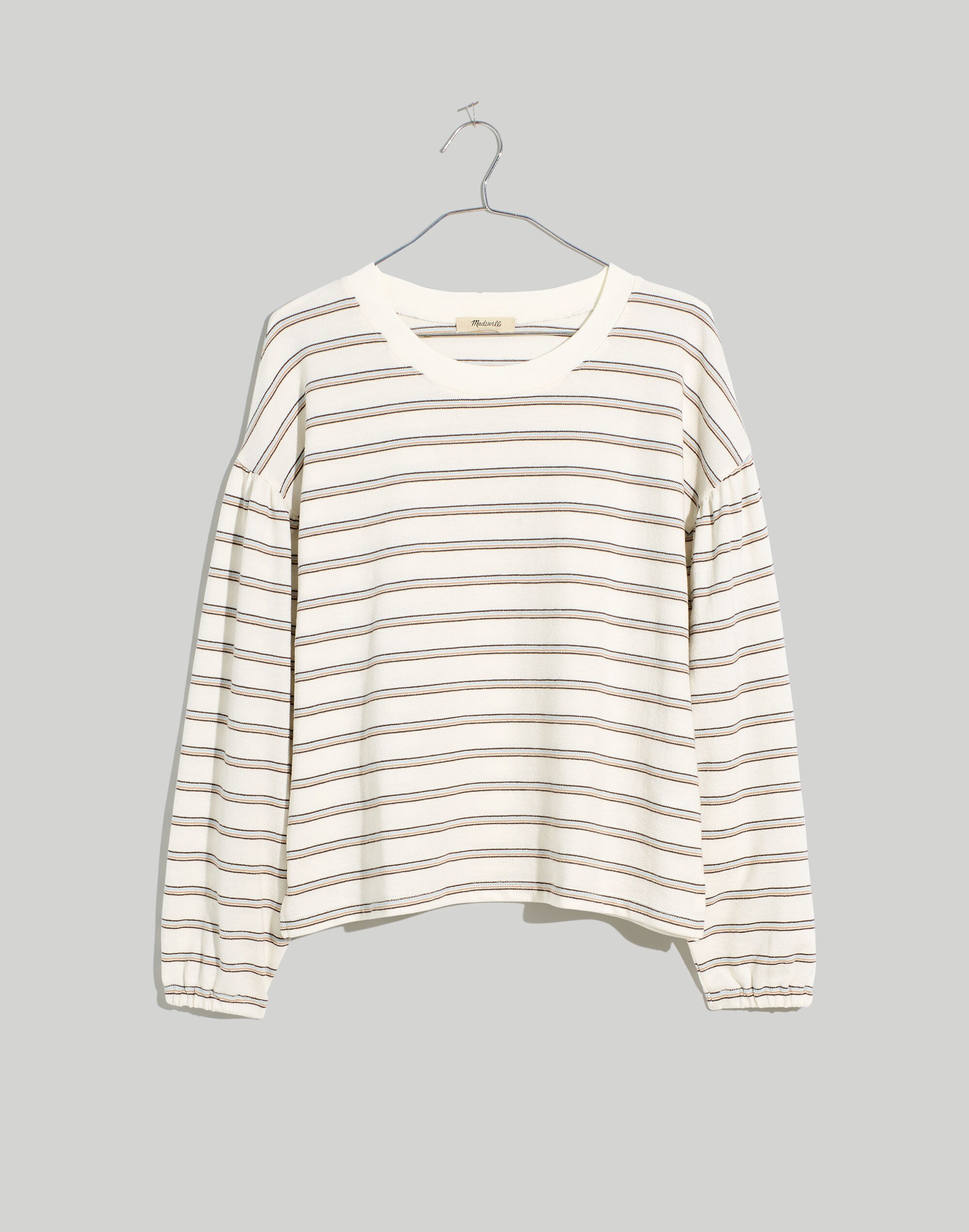 Plus Cotton-Blend Long-Sleeve Tee in Stripe