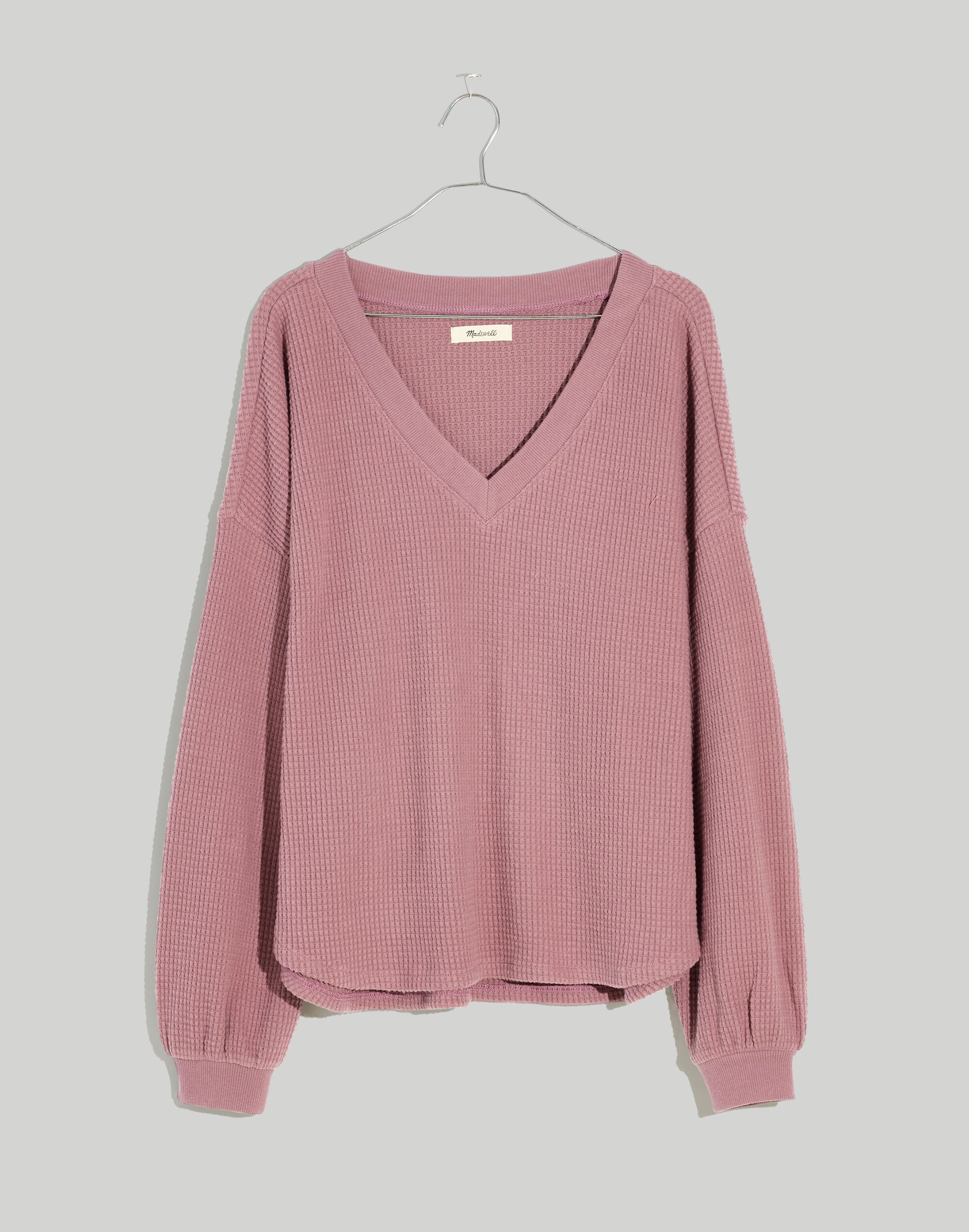 Plus Waffle Knit V-Neck Long-Sleeve Sweater