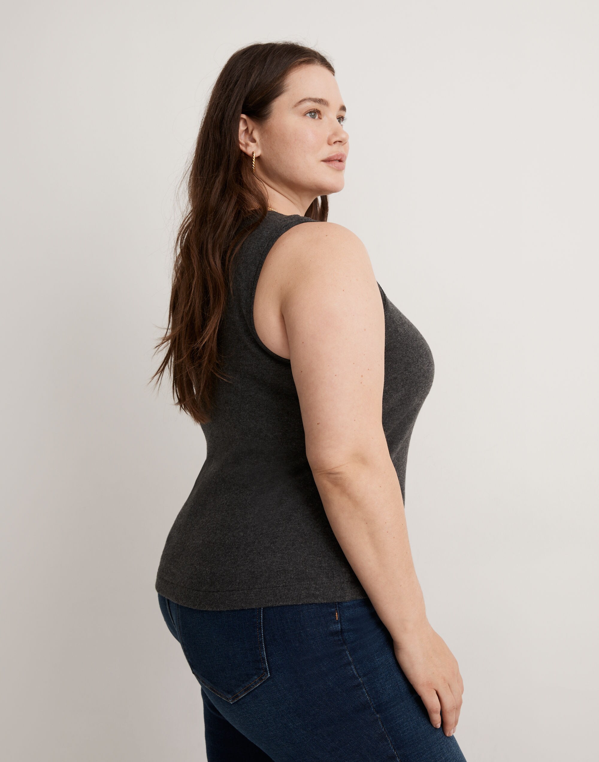 Plus Ribbed Sleeveless Tank