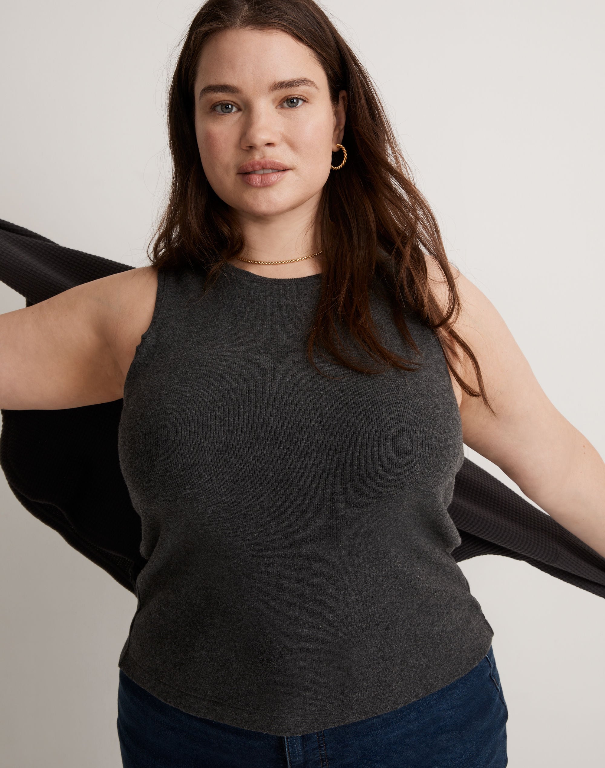 Plus Ribbed Sleeveless Tank