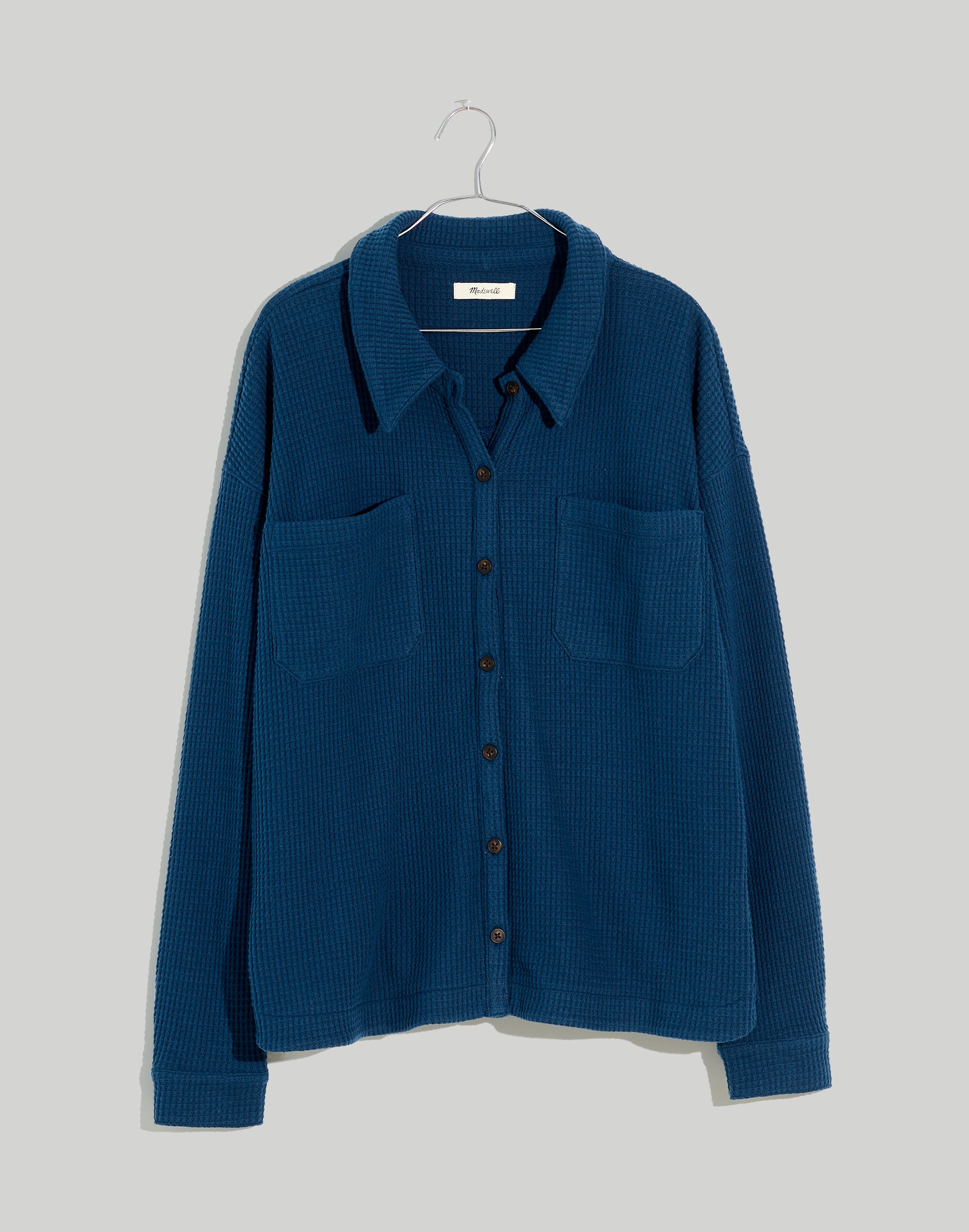 Plus Waffle Knit Shirt-Jacket