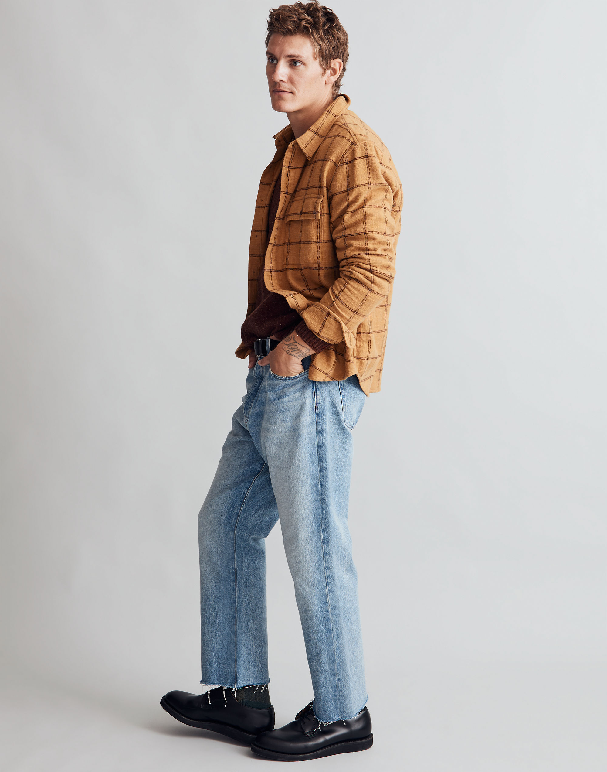 Slub Flannel Easy Long-Sleeve Shirt