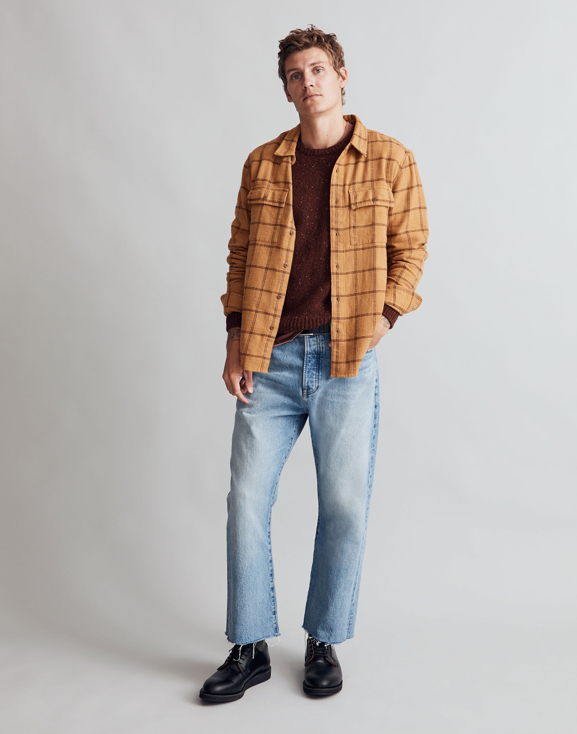 Slub Flannel Easy Long-Sleeve Shirt