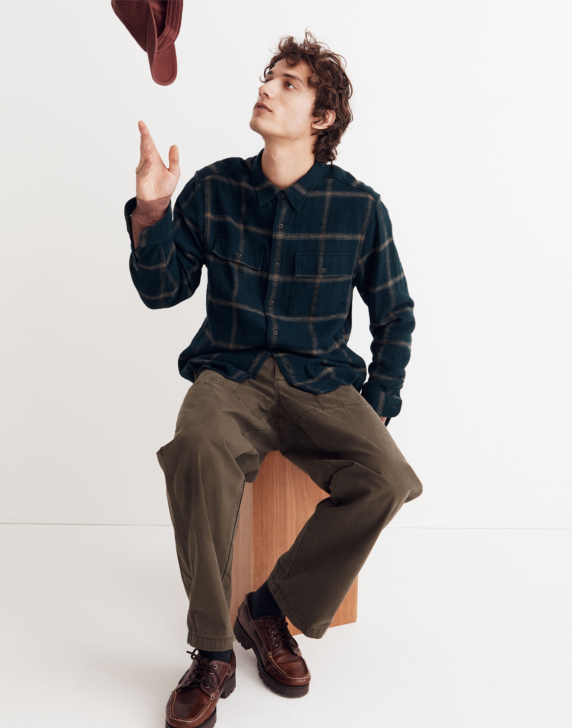 Slub Flannel Easy Long-Sleeve Shirt