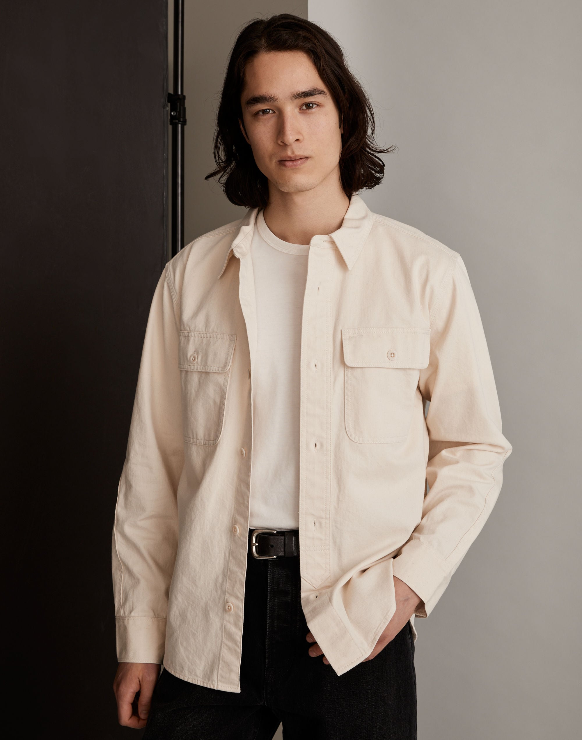 Denim Easy Long-Sleeve Shirt