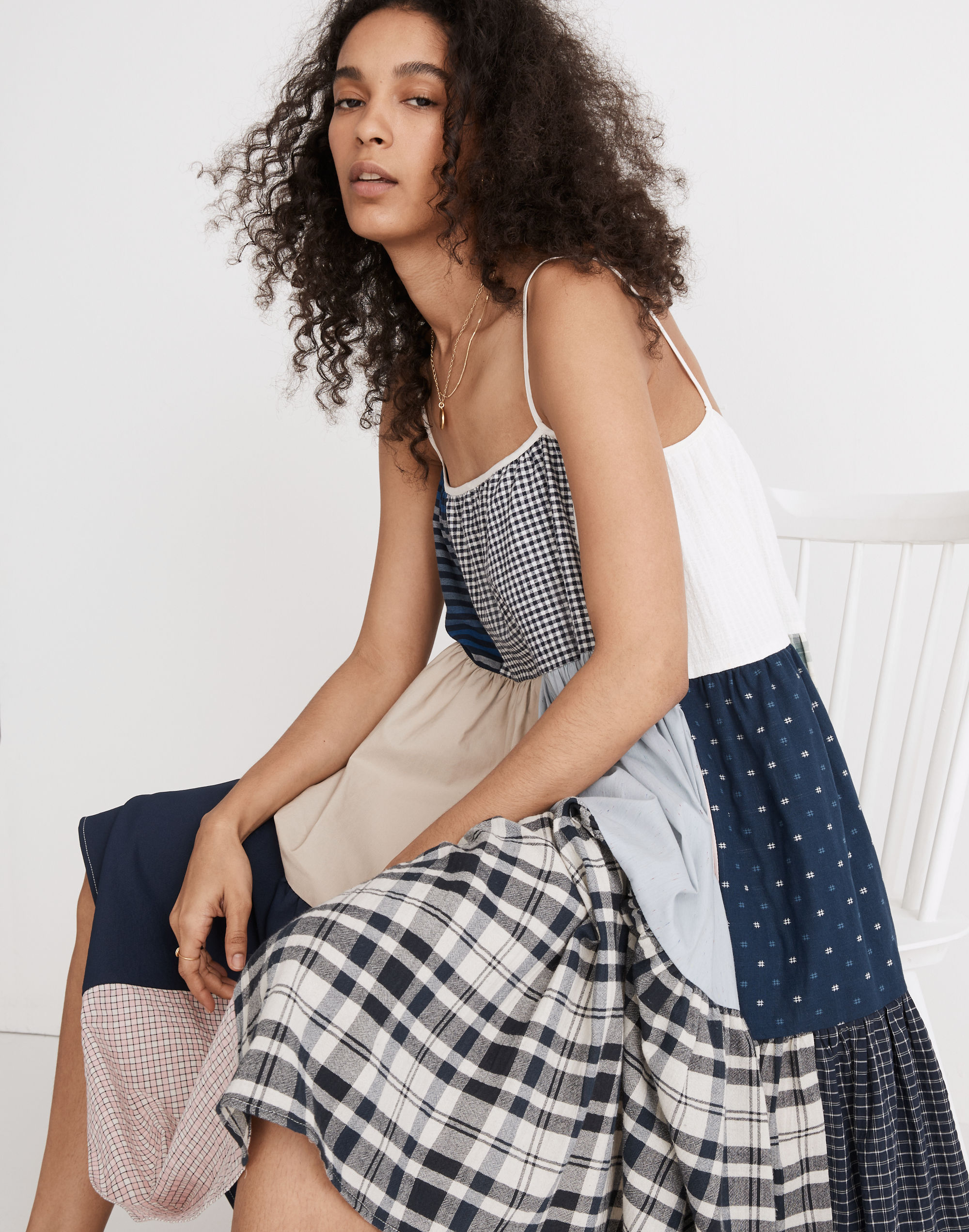 Madewell x La R&eacute;union Upcycled Patchwork Cami Midi Dress