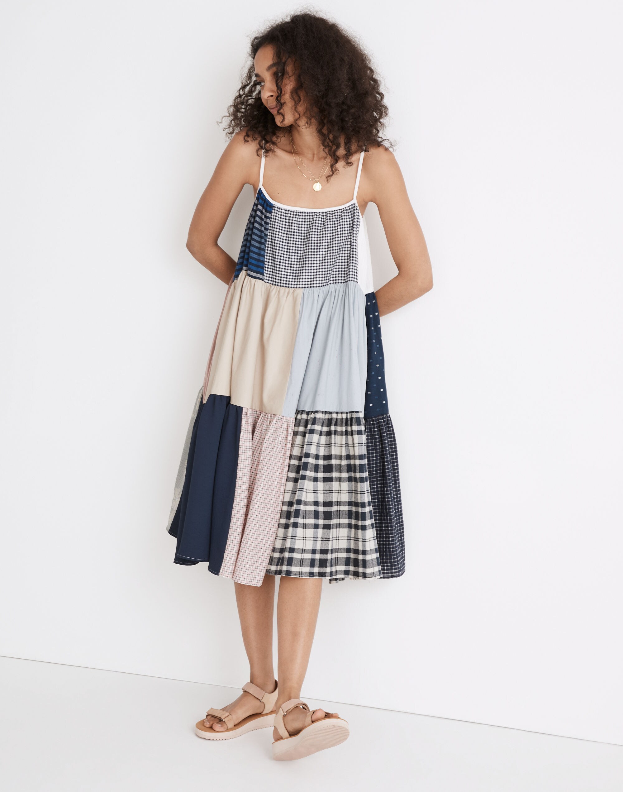 Madewell x La R&eacute;union Upcycled Patchwork Cami Midi Dress