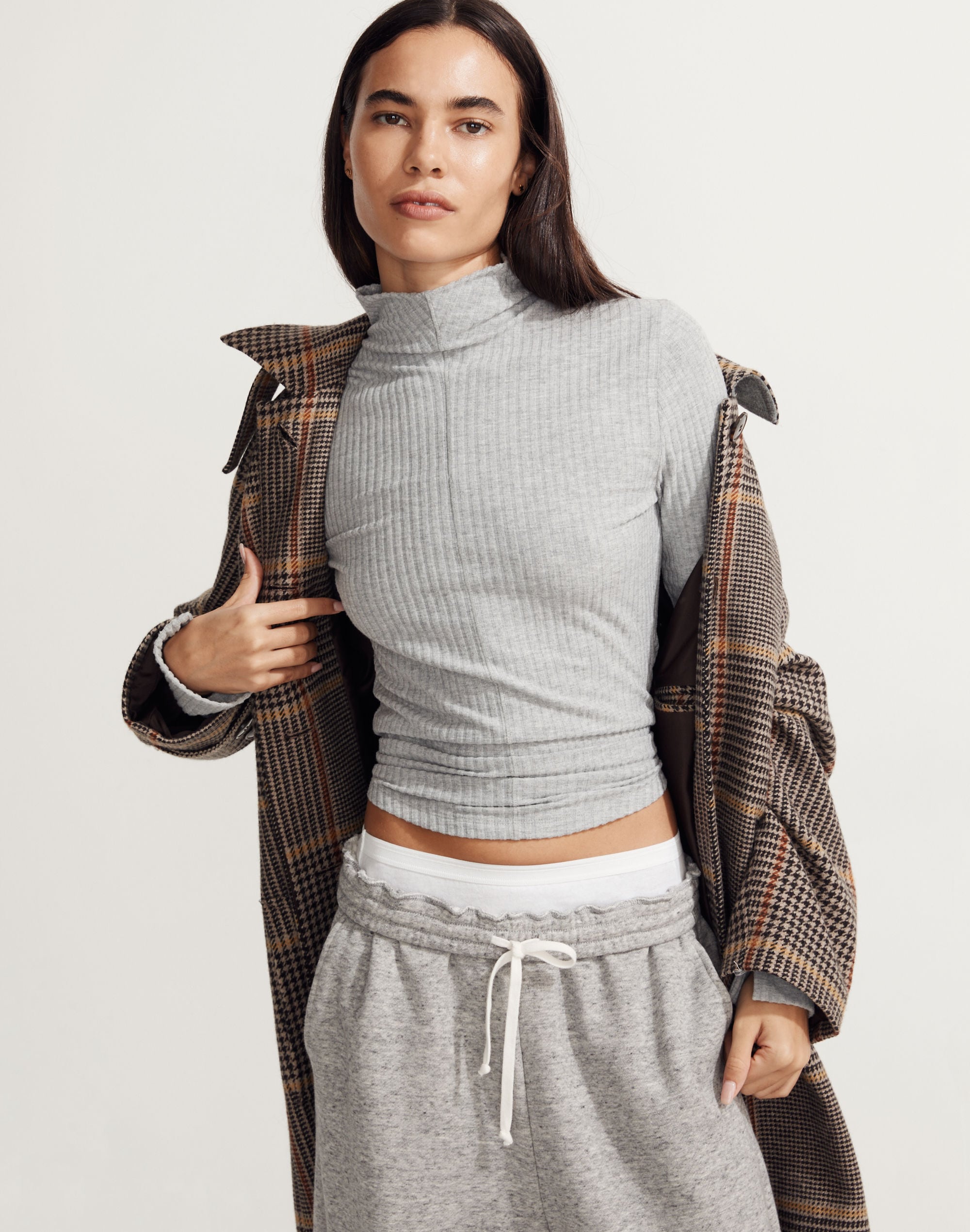 mwl brushed rib long-sleeve turtleneck top