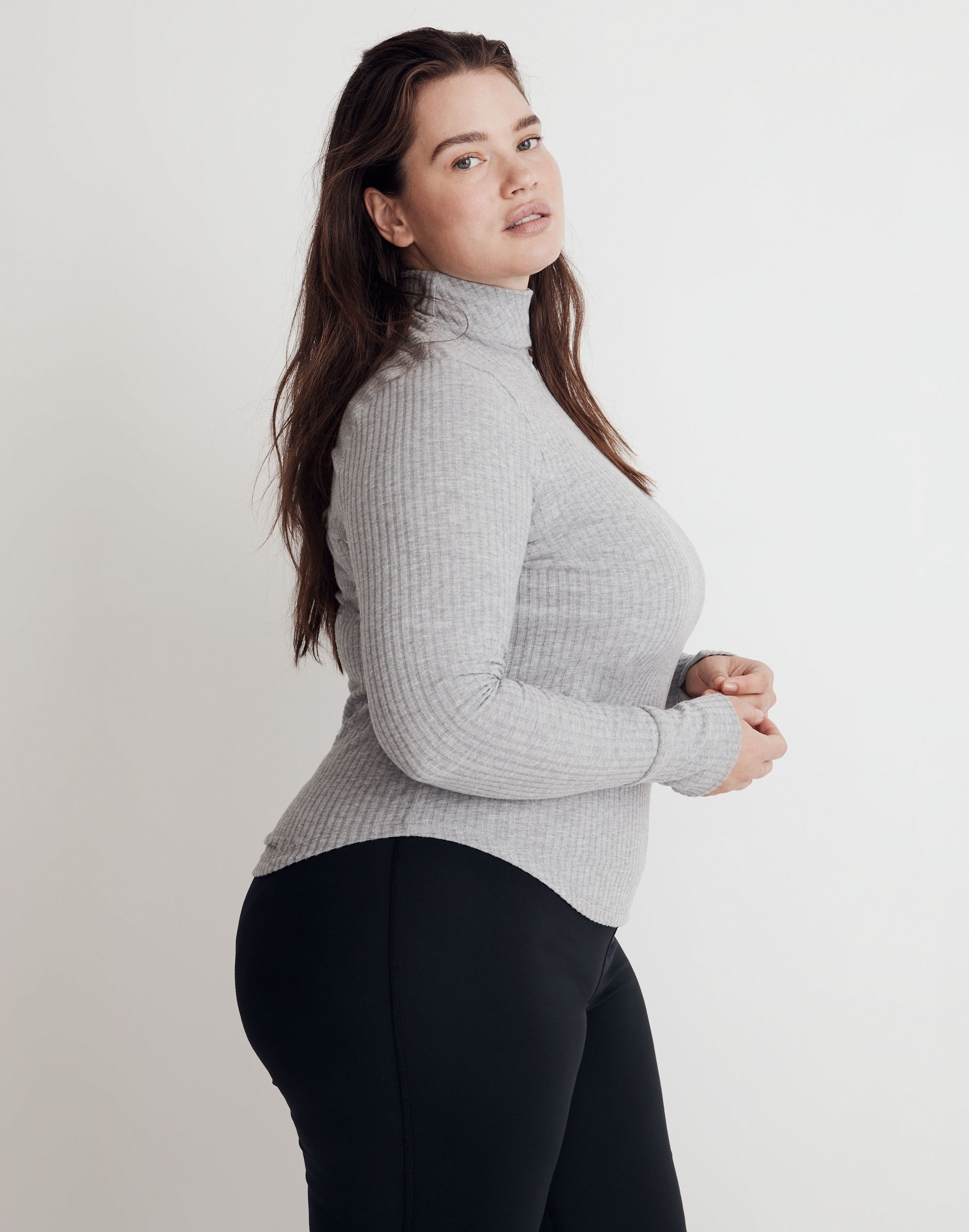 Plus MWL Brushed Rib Long-Sleeve Turtleneck Top