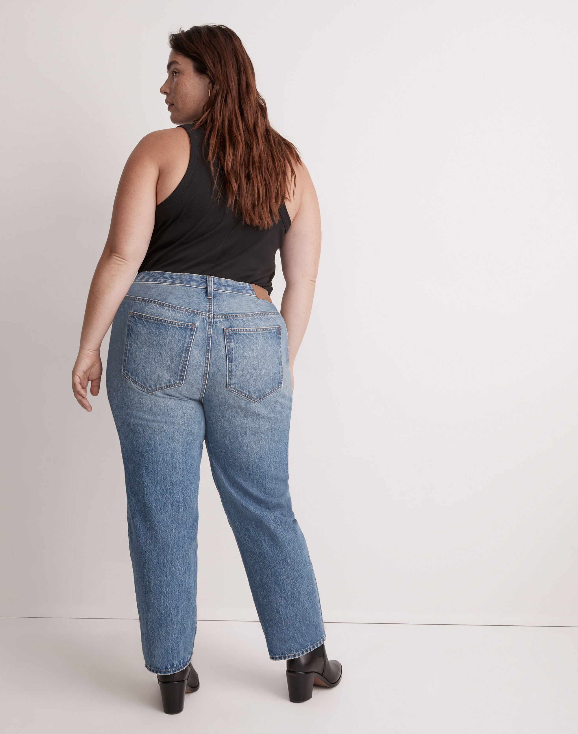 The Plus Perfect Vintage Straight Jean in Becker Wash: Button-Front Edition