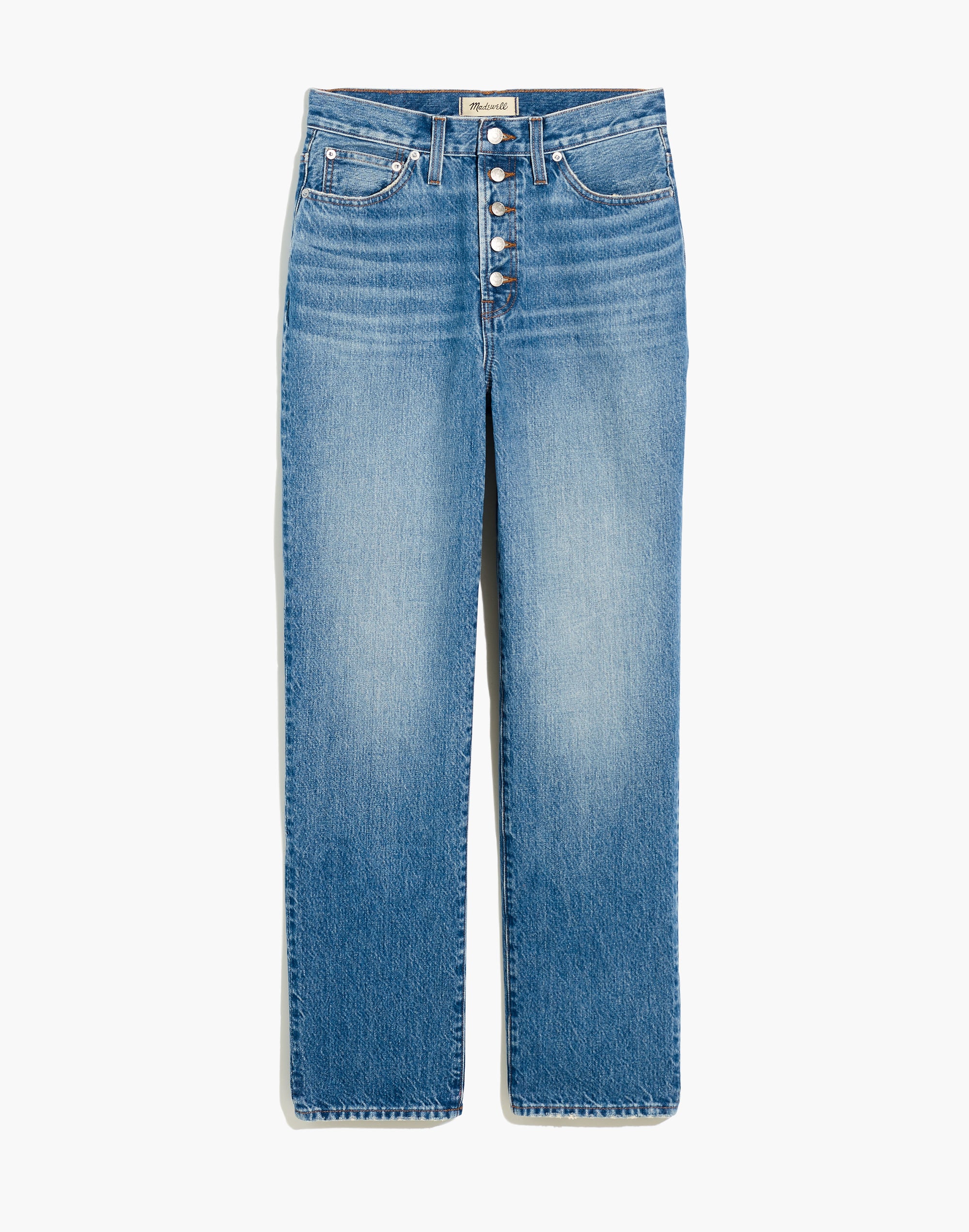 The Plus Perfect Vintage Straight Jean in Becker Wash: Button-Front Edition