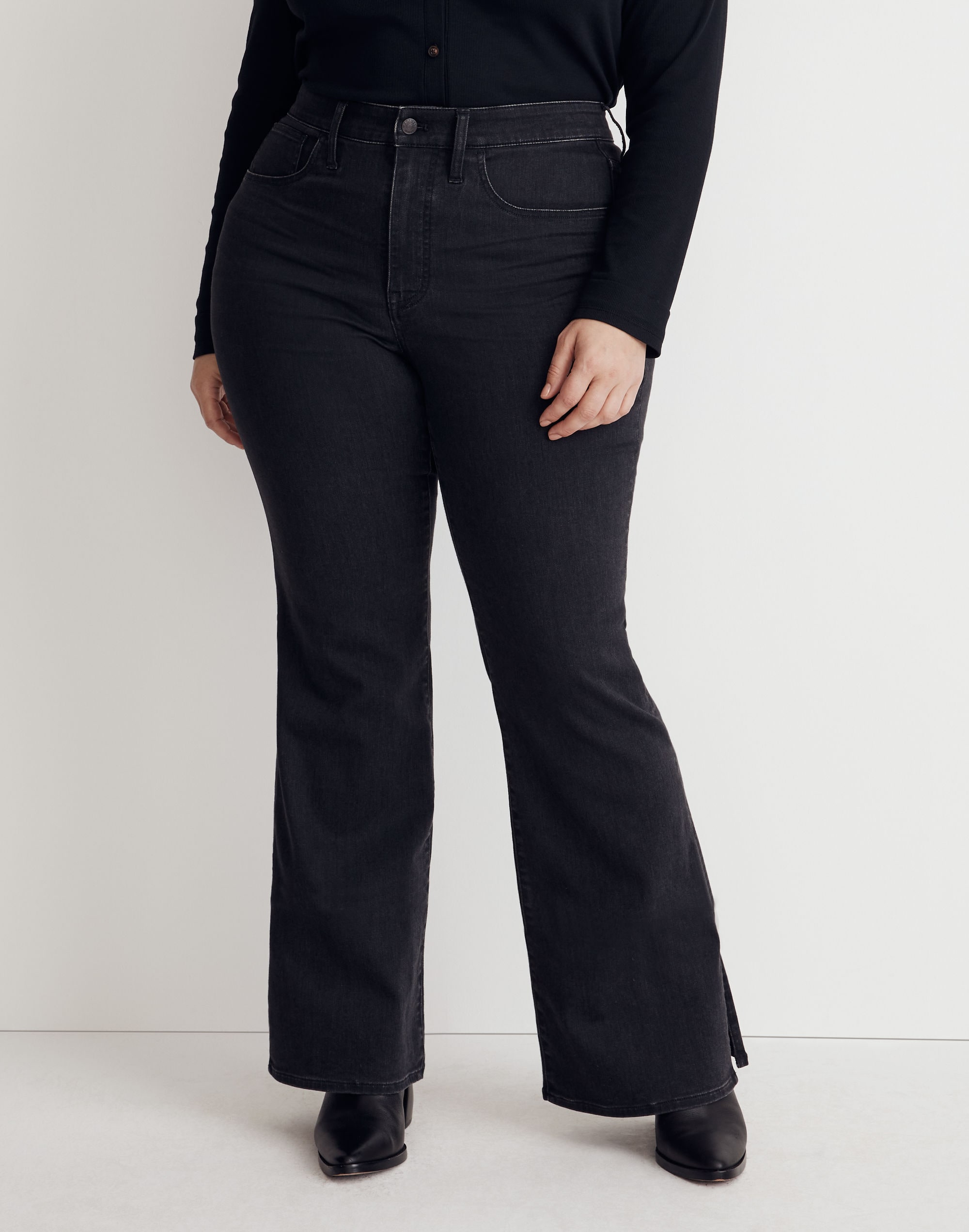 Plus Skinny Flare Jeans in Bellhaven Wash: Slit-Hem Edition