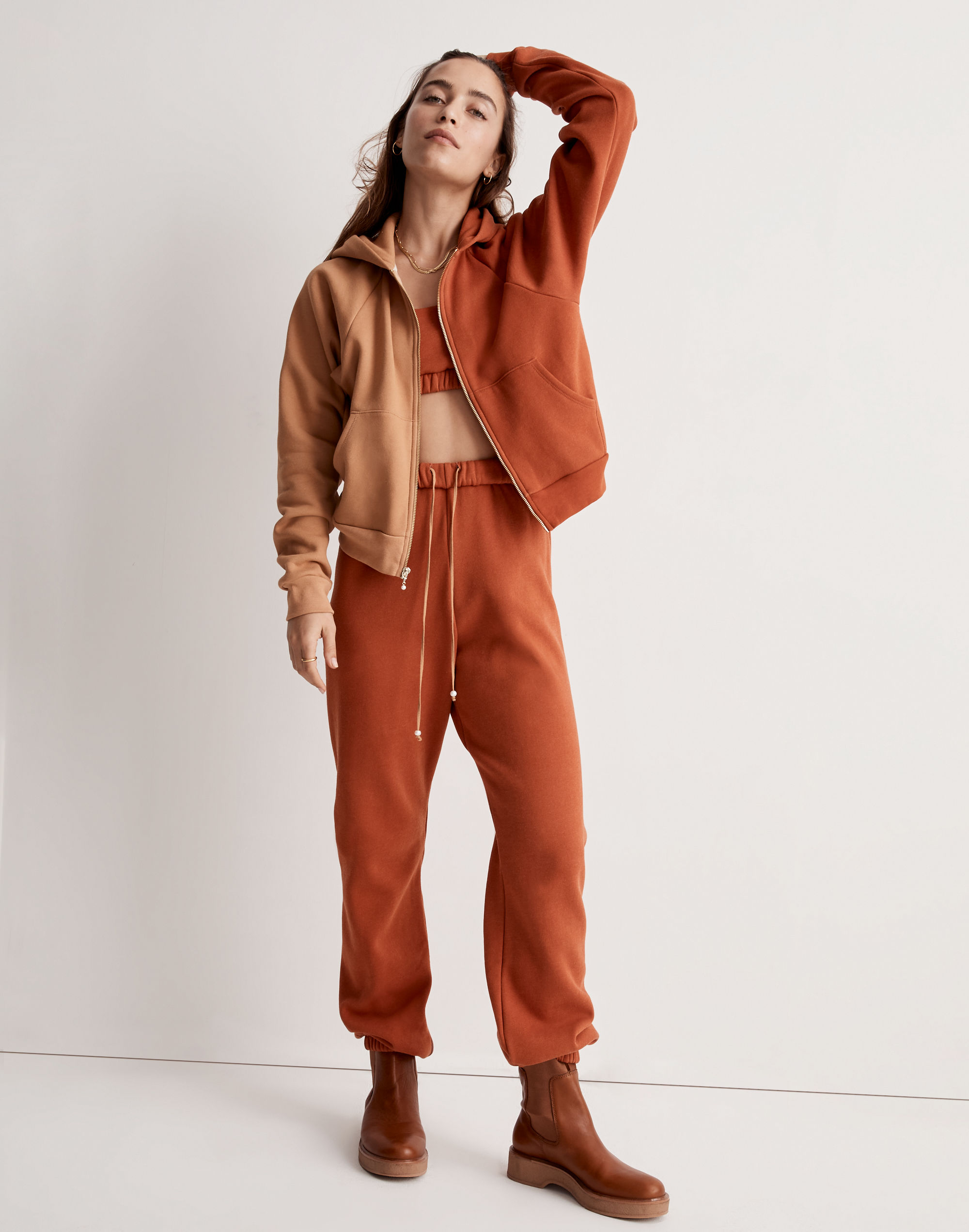 Madewell x Donni Pearl (Re)sourced Fleece Full-Zip Hoodie Sweatshirt