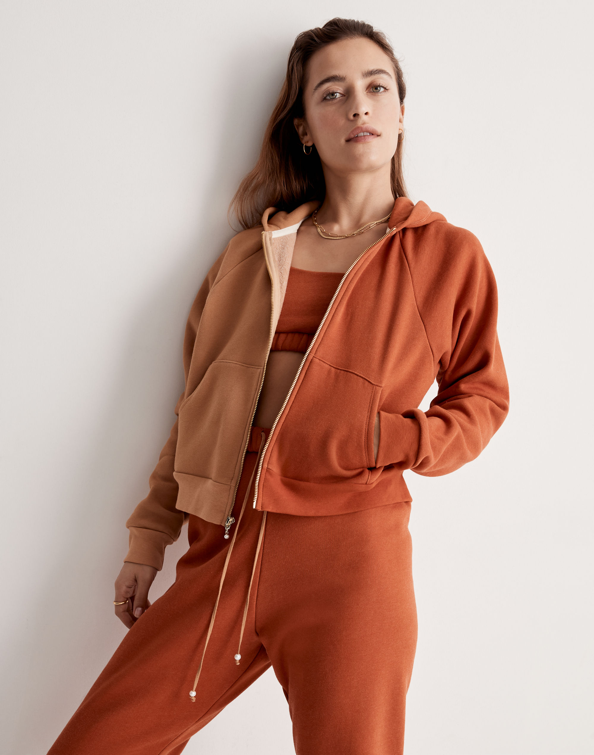 Madewell x Donni Pearl (Re)sourced Fleece Full-Zip Hoodie Sweatshirt