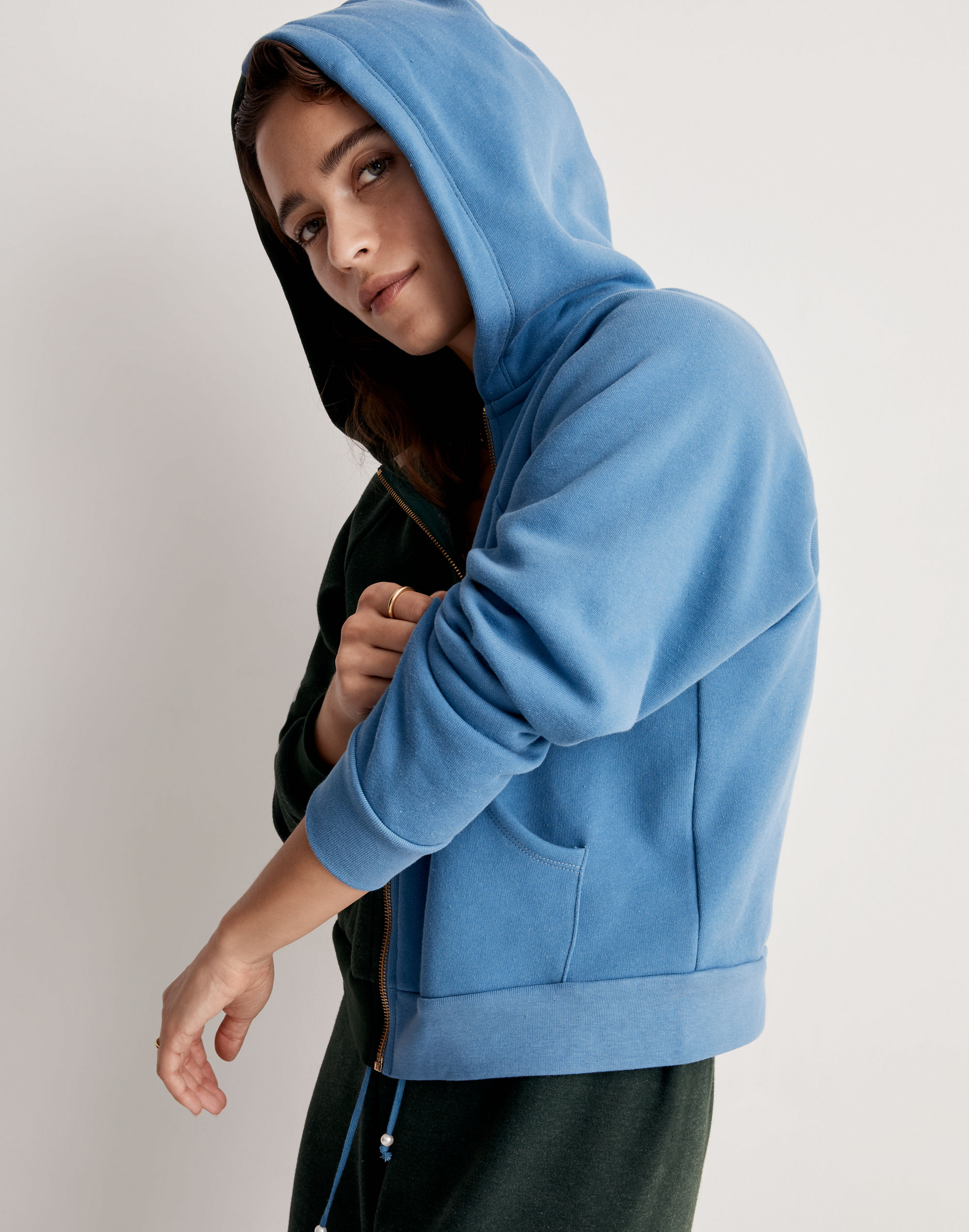 Madewell x Donni Pearl (Re)sourced Fleece Full-Zip Hoodie Sweatshirt
