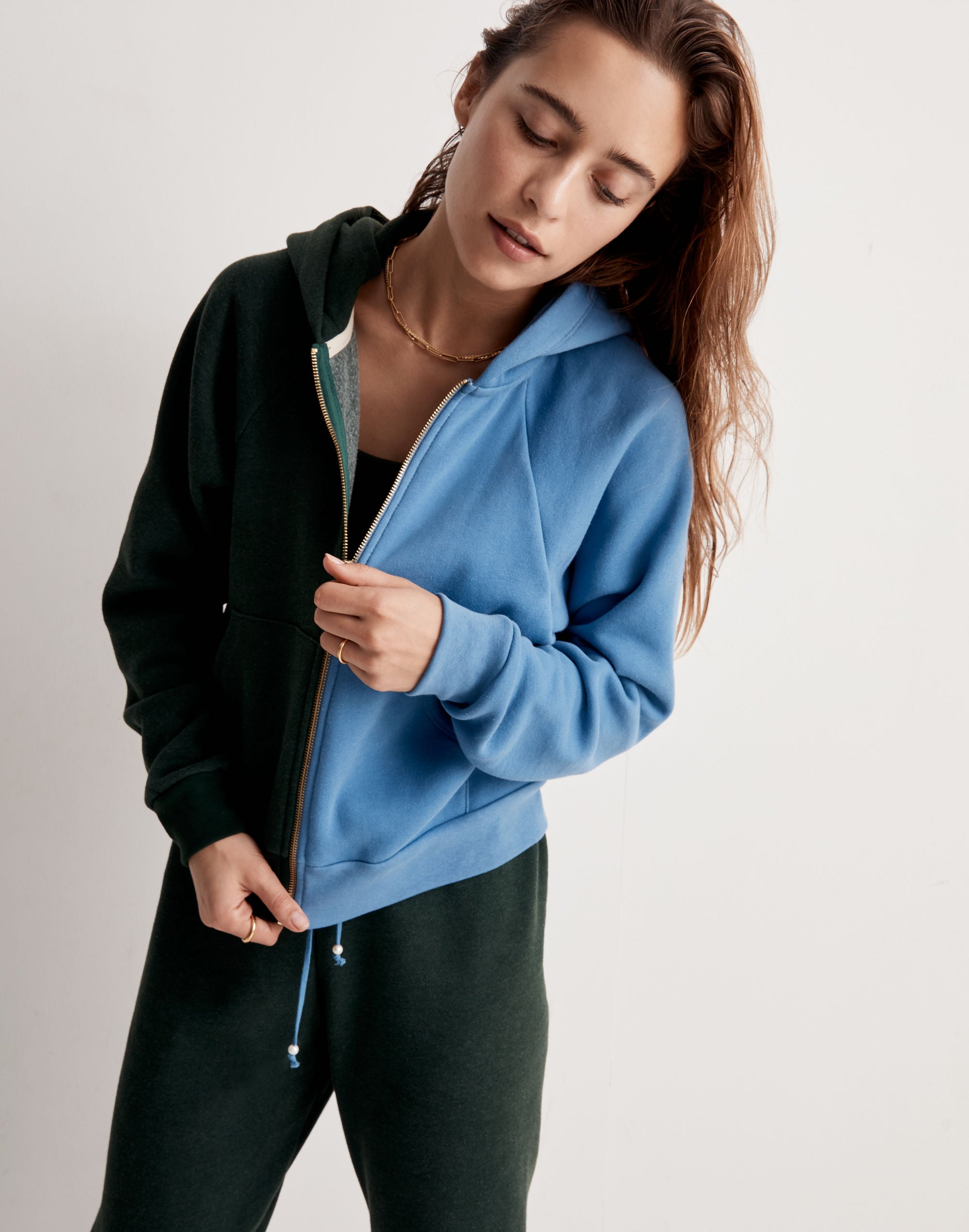 Madewell x Donni Pearl (Re)sourced Fleece Full-Zip Hoodie Sweatshirt