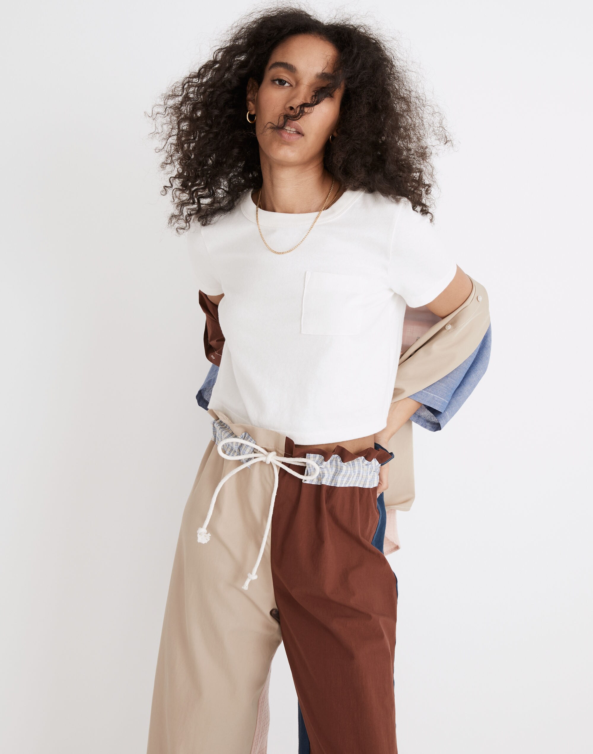 Madewell x La R&eacute;union Upcycled Patchwork Paperbag Pants