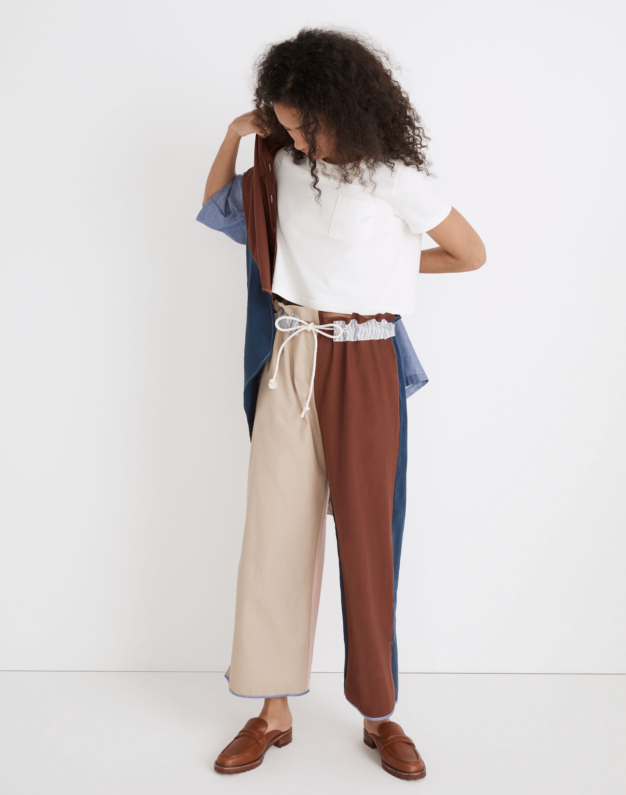 Madewell x La Réunion Upcycled Patchwork Paperbag Pants