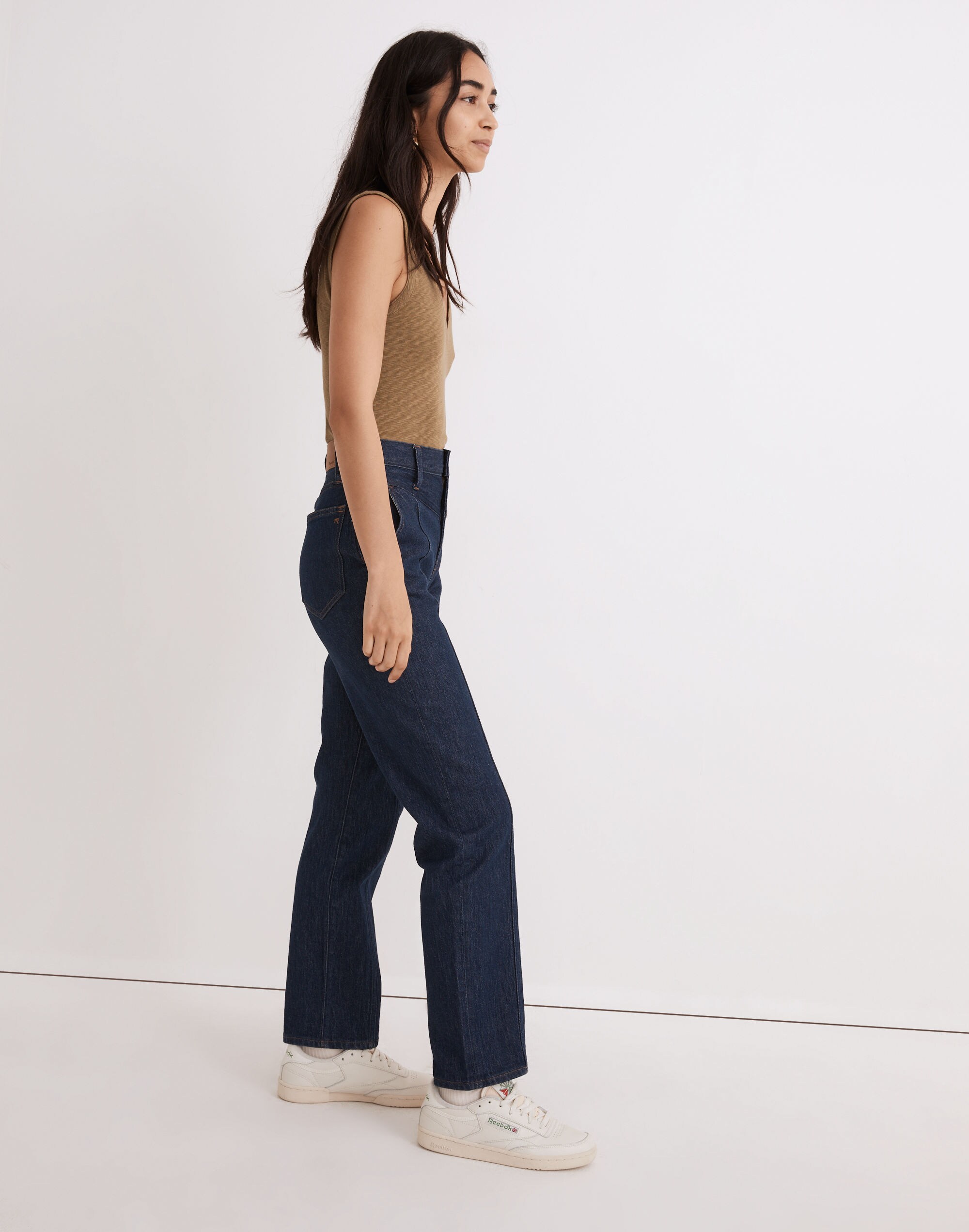 The Perfect Vintage Straight Jean in Greenhaven Wash: Seamed Version