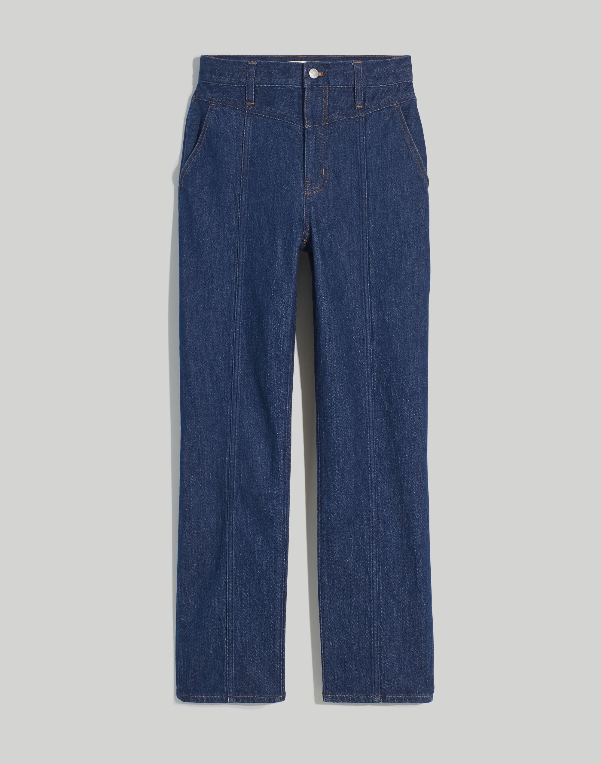 The Perfect Vintage Straight Jean in Greenhaven Wash: Seamed Version