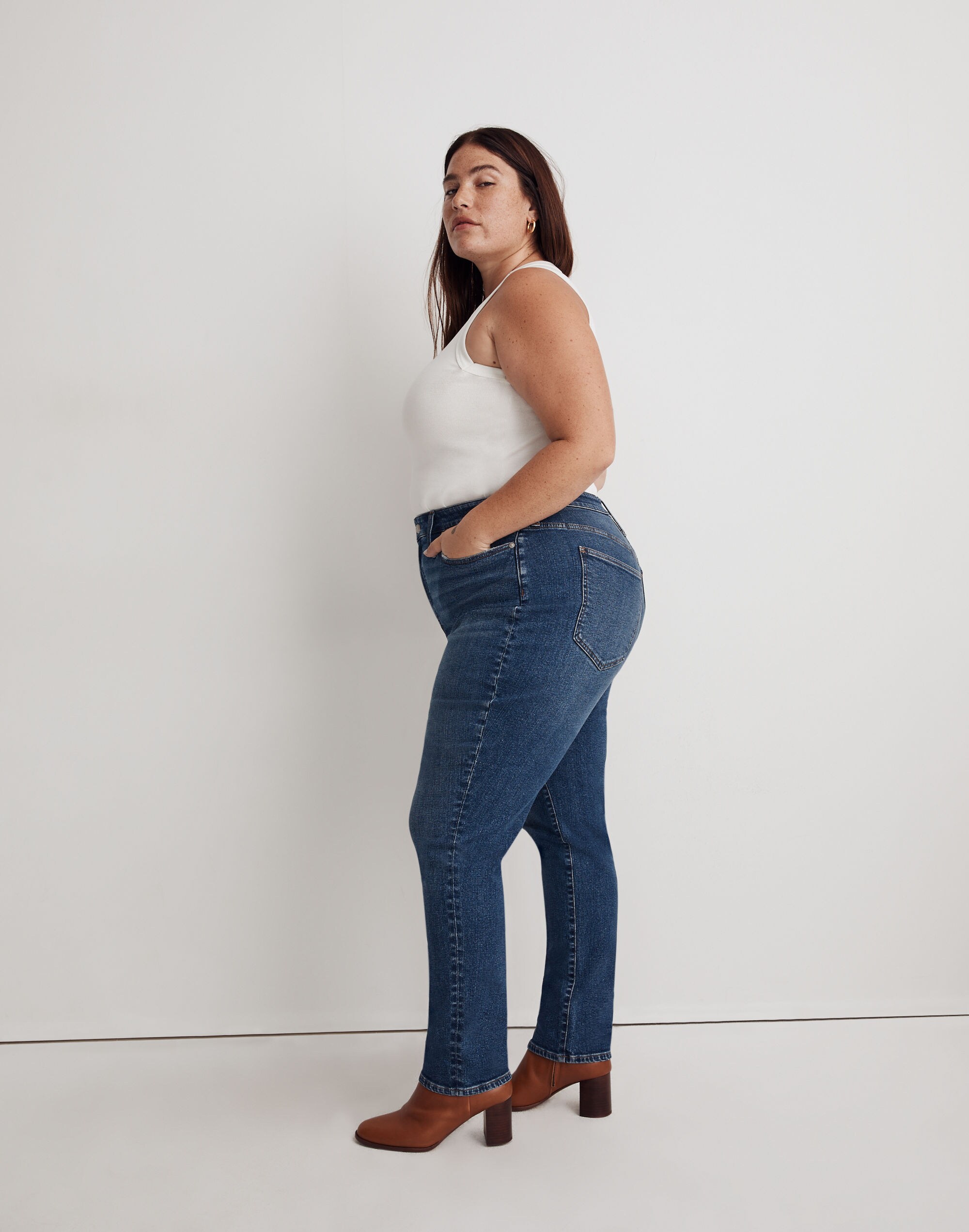 The Plus Perfect Vintage Straight Jean in Bright Indigo Wash: Instacozy Edition